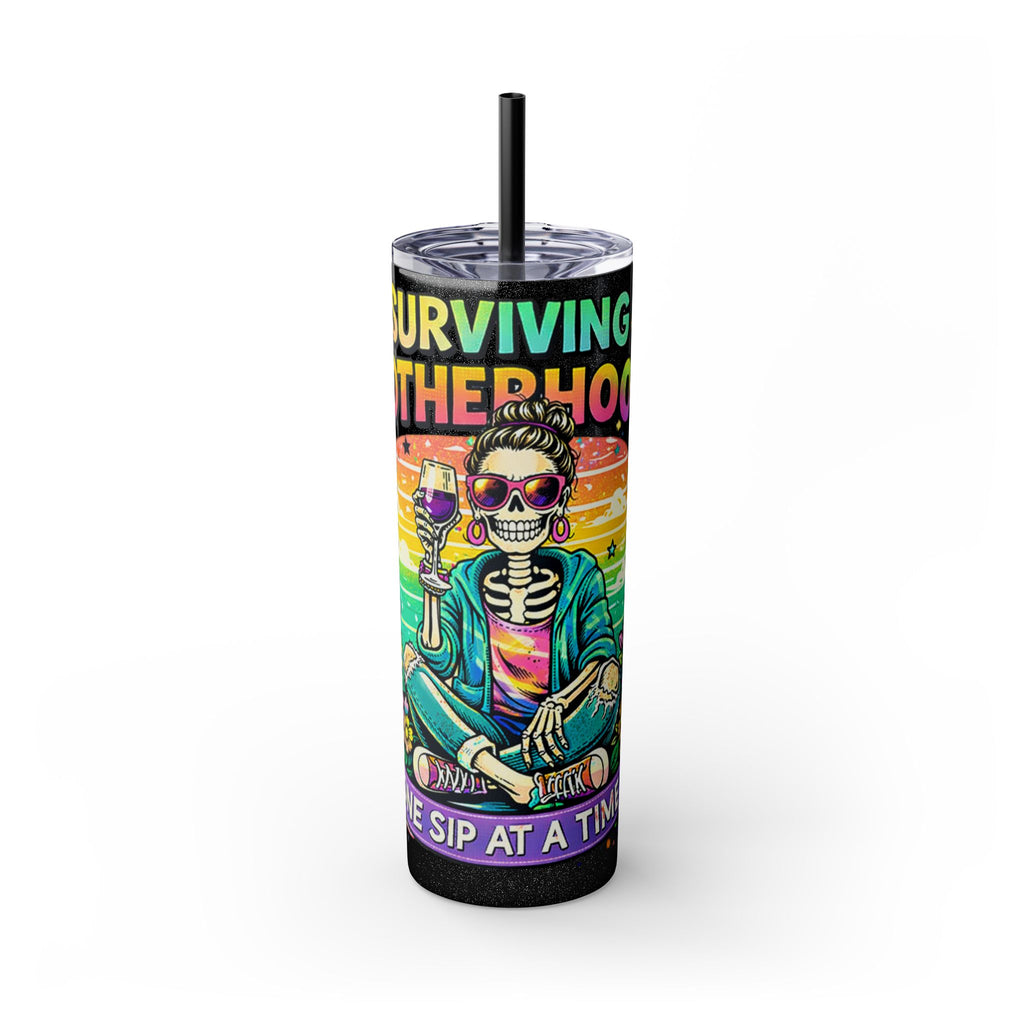 Skinny Tumbler - "Surviving Motherhood" 20oz Stainless Straw Cup