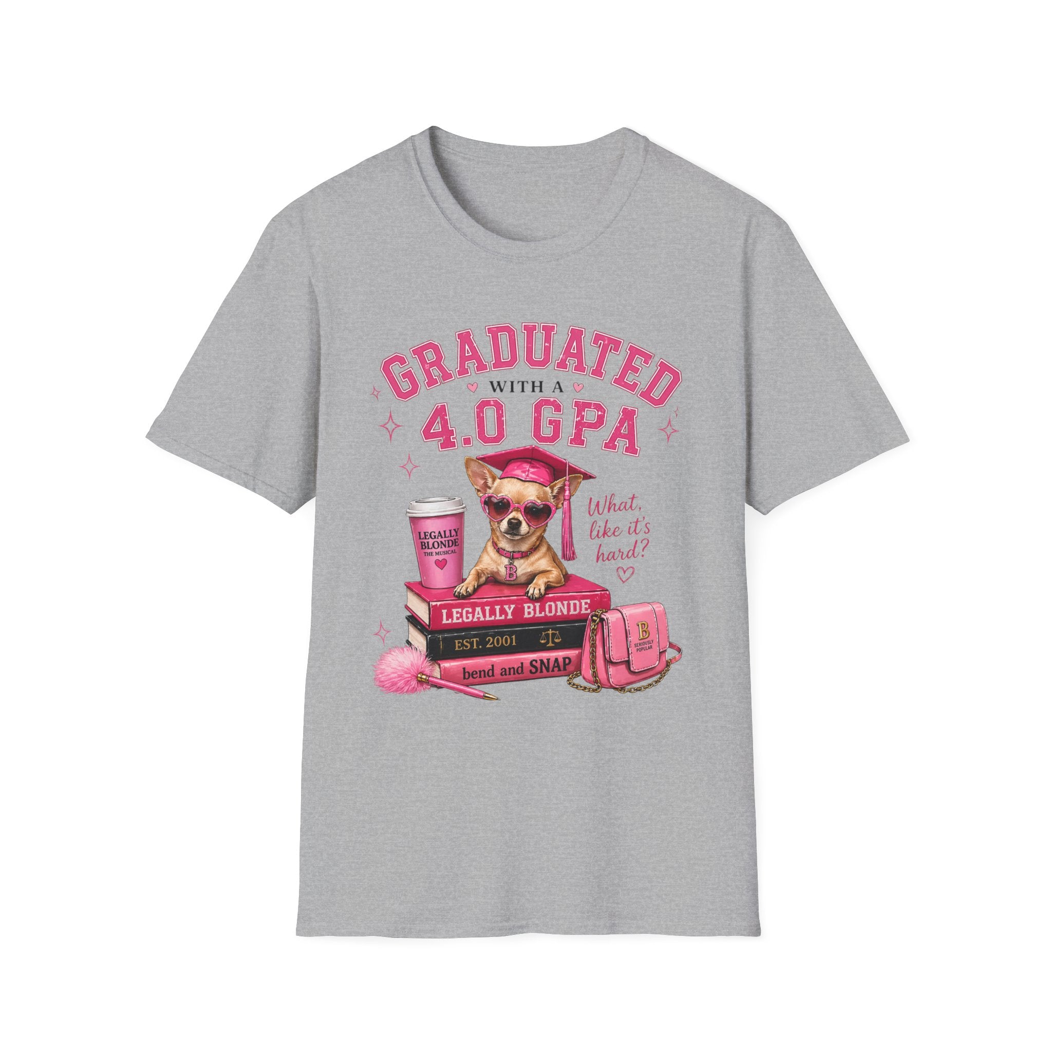 Graduation 4.0 GPA T‑Shirt — 'Graduated with a 4.0 GPA' Pink Cute Dog Design