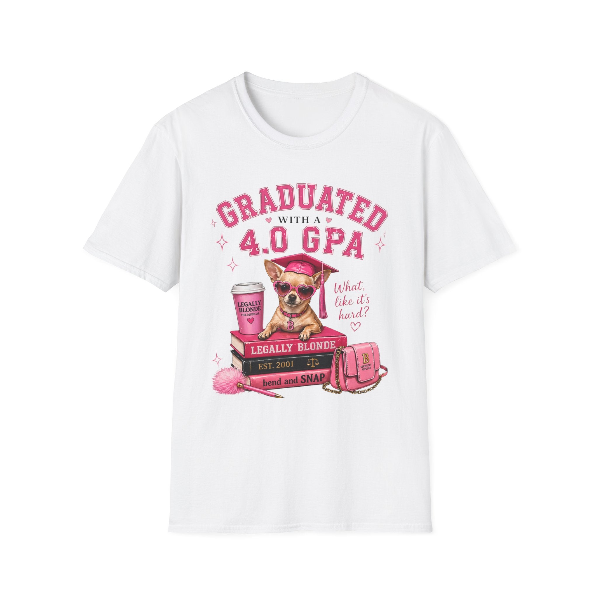 Graduation 4.0 GPA T‑Shirt — 'Graduated with a 4.0 GPA' Pink Cute Dog Design