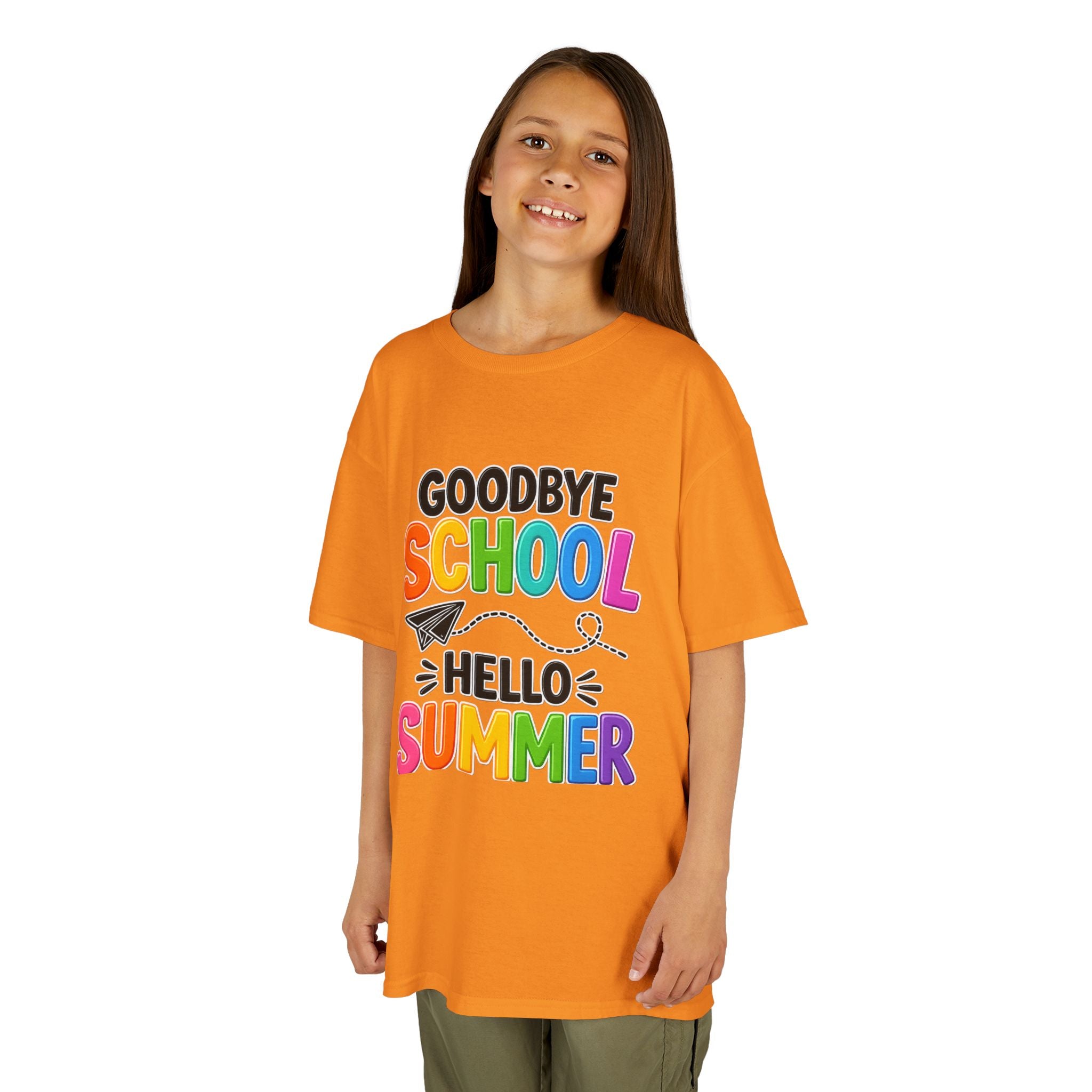 Kids Tee — "Goodbye School, Hello Summer" Colorful End-of-Year Shirt