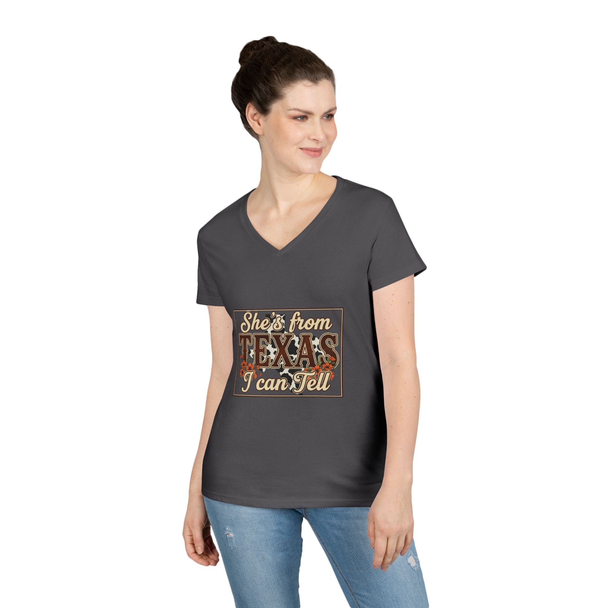 She's From Texas I Can Tell V-Neck Tee — Women's Texas Pride T-Shirt