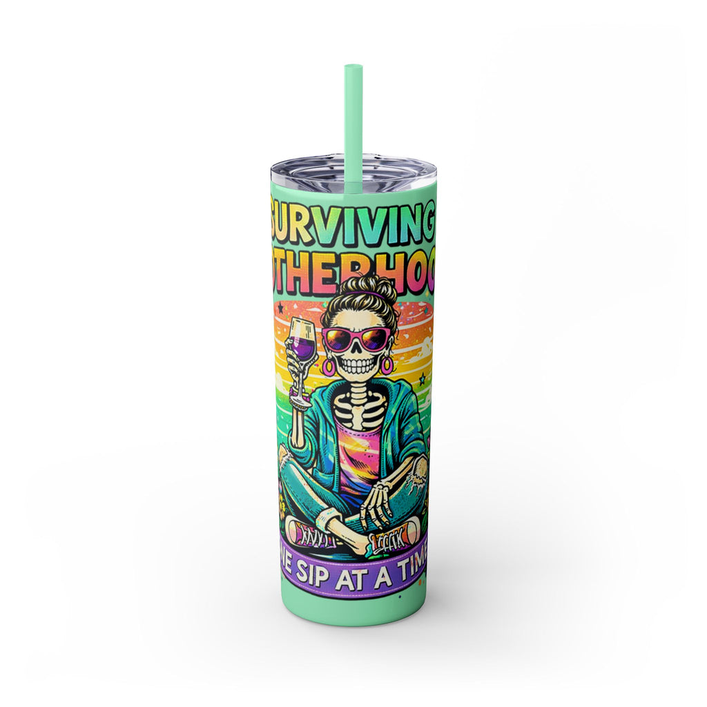 Skinny Tumbler - "Surviving Motherhood" 20oz Stainless Straw Cup