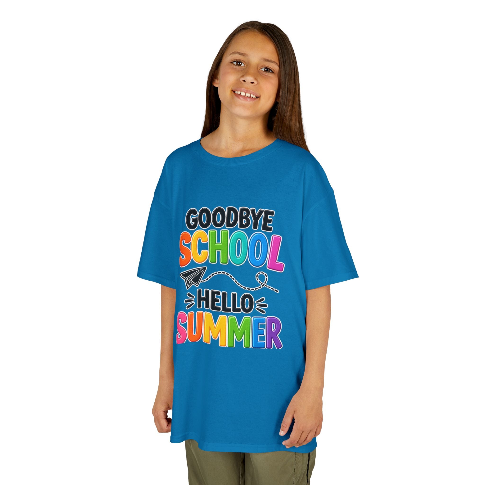 Kids Tee — "Goodbye School, Hello Summer" Colorful End-of-Year Shirt