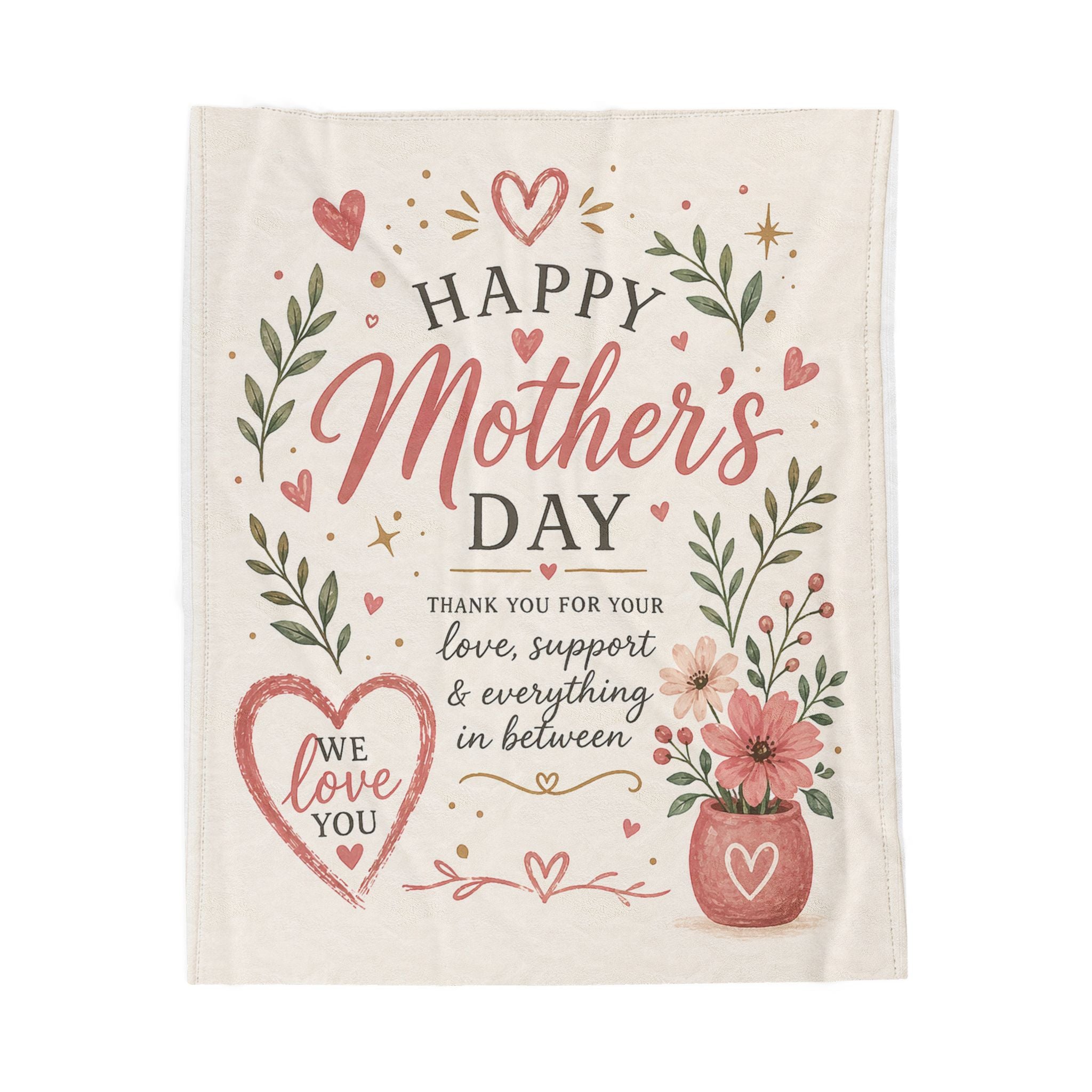 Mother's Day Velveteen Plush Blanket — "Happy Mother's Day" Floral Keepsake
