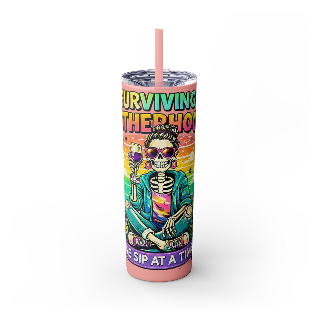 Skinny Tumbler - "Surviving Motherhood" 20oz Stainless Straw Cup