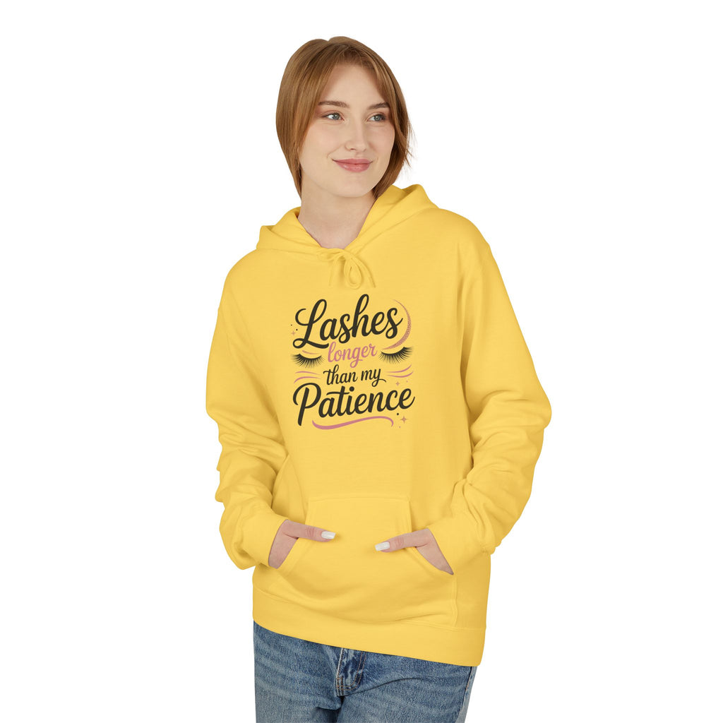 Hoodie — “Lashes to Live By: Patience” Beauty Quote Pullover