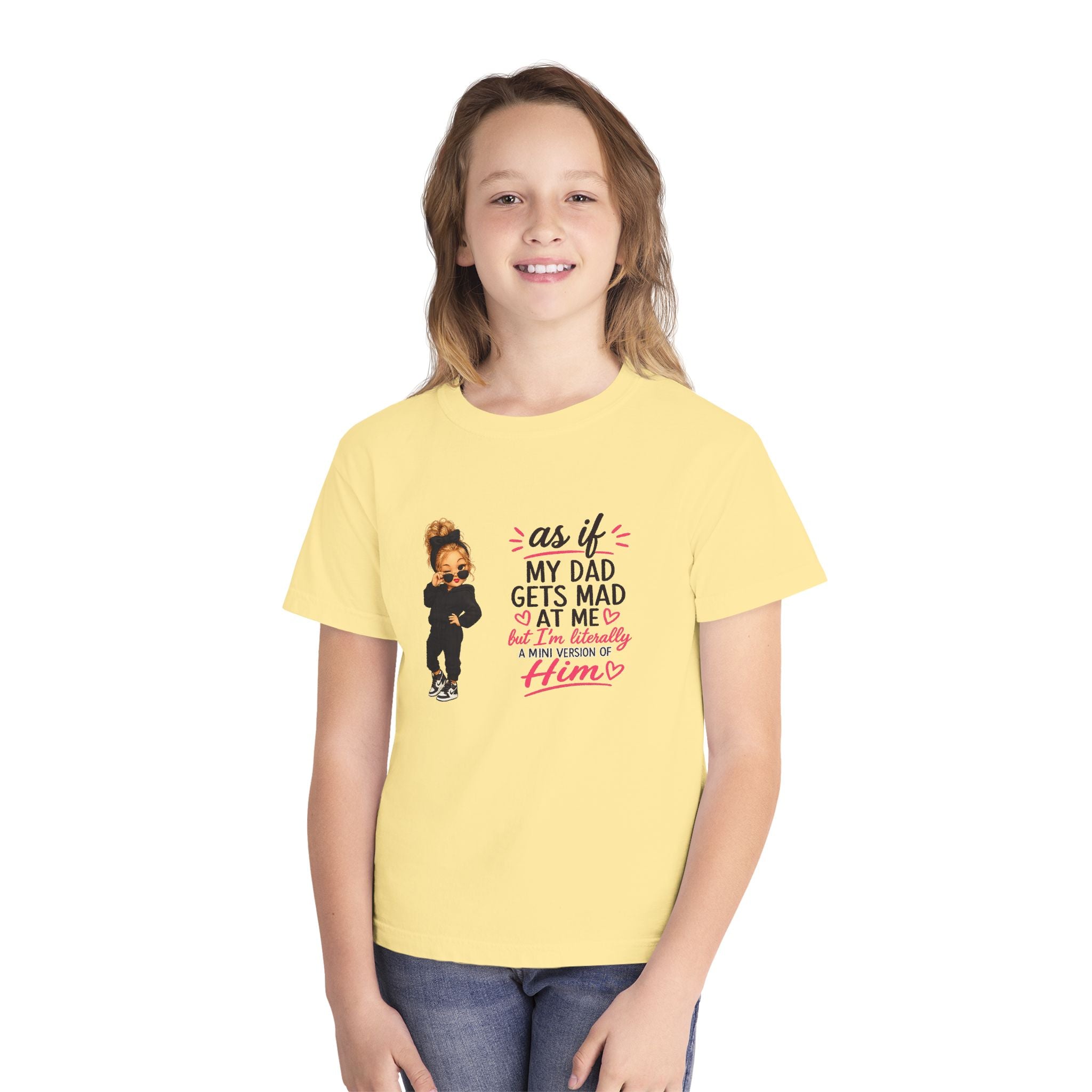 Youth Tee — "As If My Dad Gets Mad at Me" Cute Attitude Kids T‑Shirt