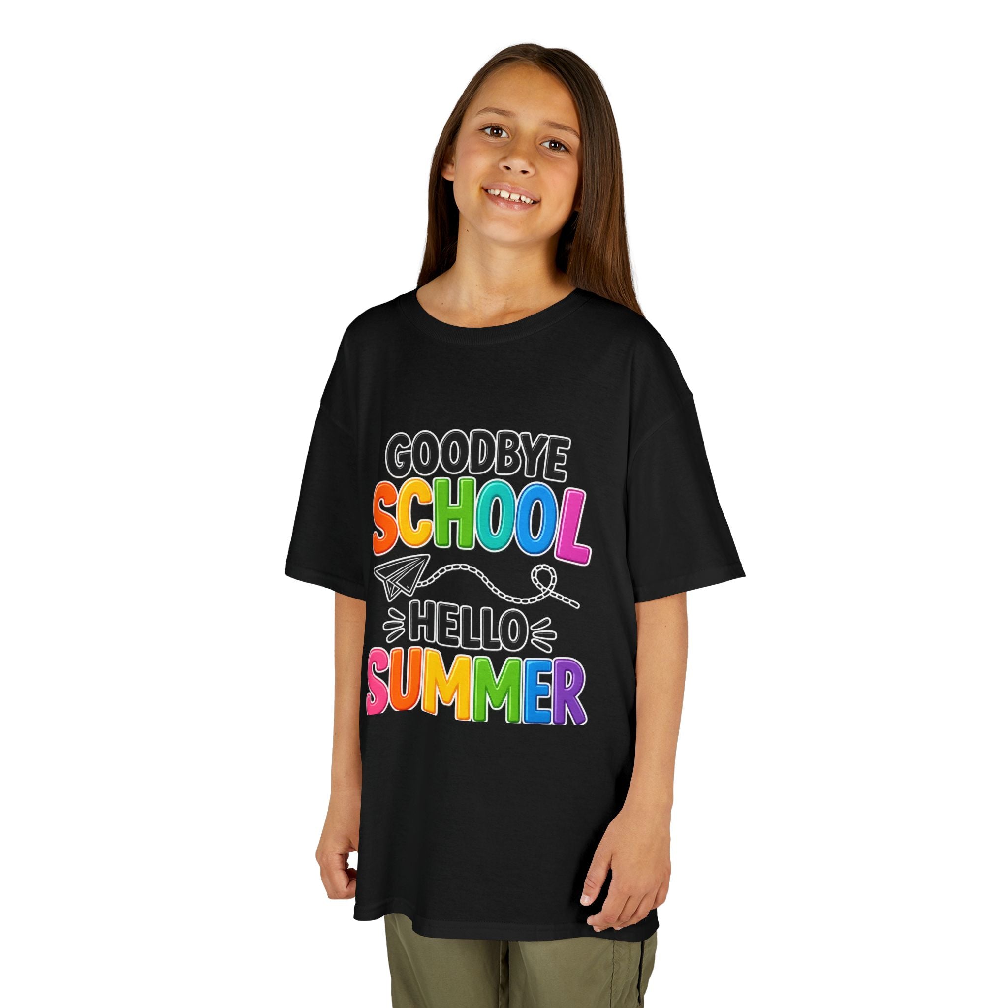 Kids Tee — "Goodbye School, Hello Summer" Colorful End-of-Year Shirt