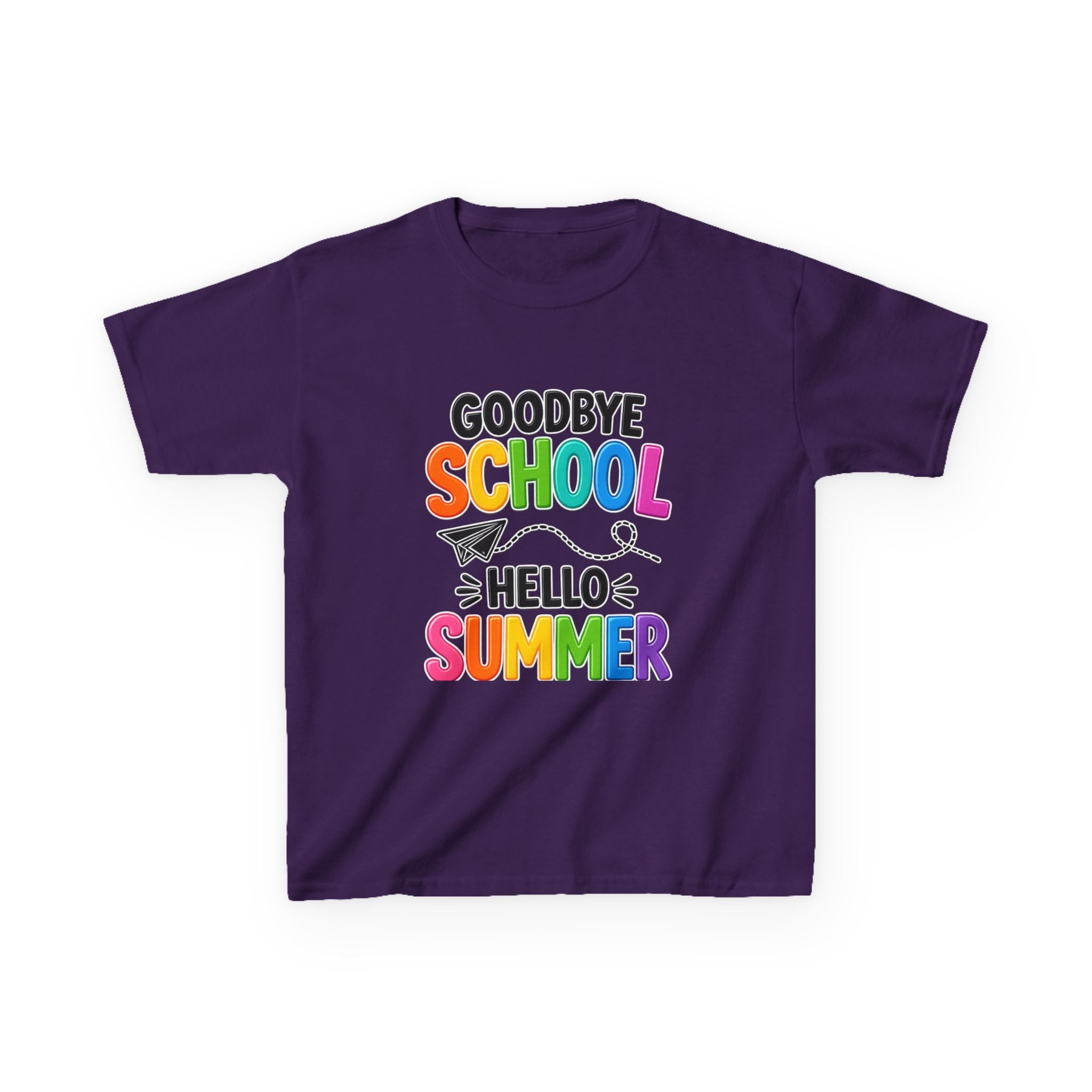 Kids Tee — "Goodbye School, Hello Summer" Colorful End-of-Year Shirt