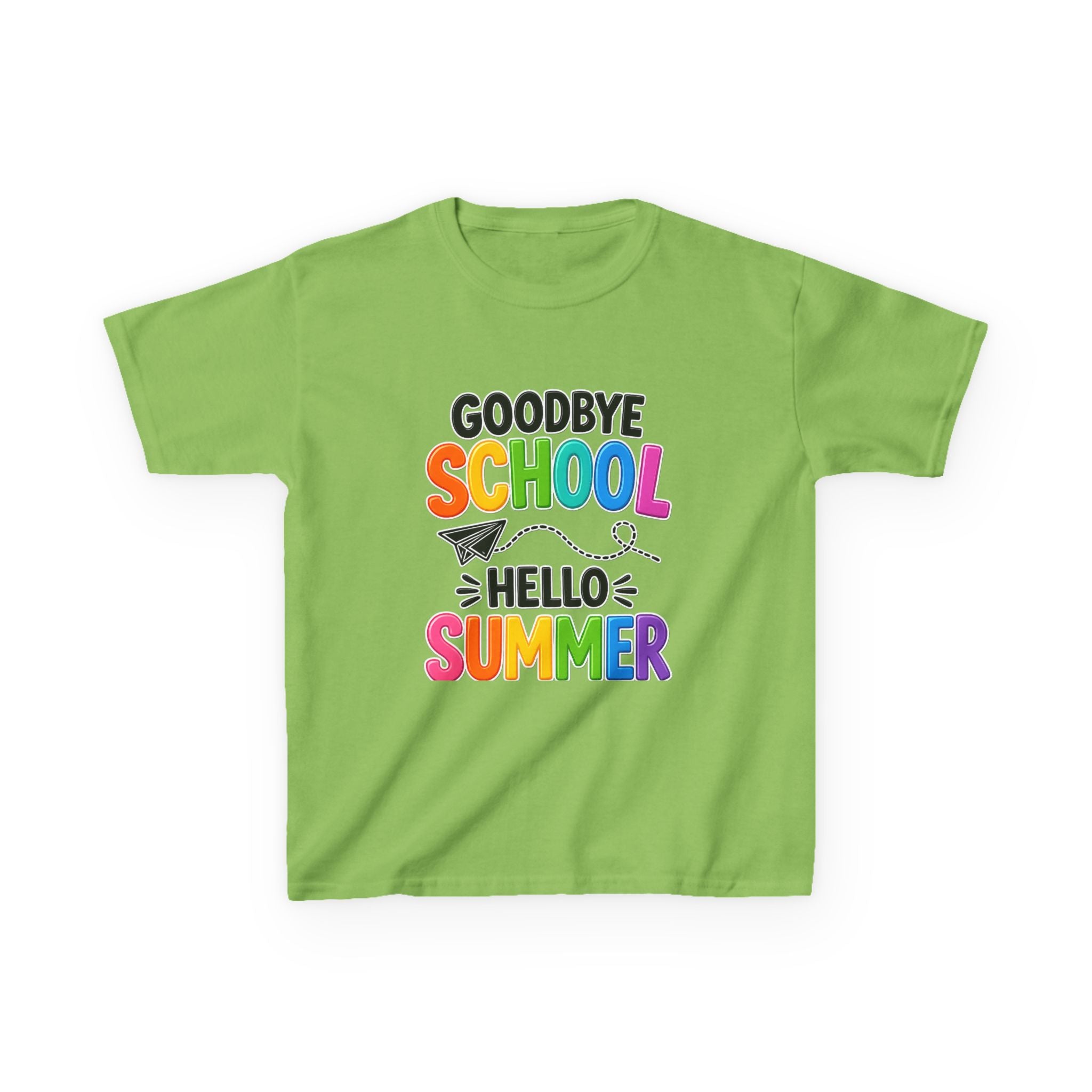 Kids Tee — "Goodbye School, Hello Summer" Colorful End-of-Year Shirt