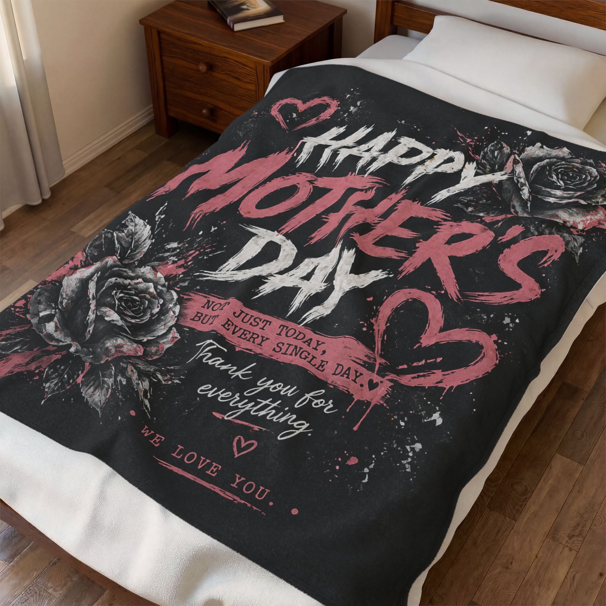 Happy Mother's Day Velveteen Plush Blanket – Thank You for Everything Floral Tribute