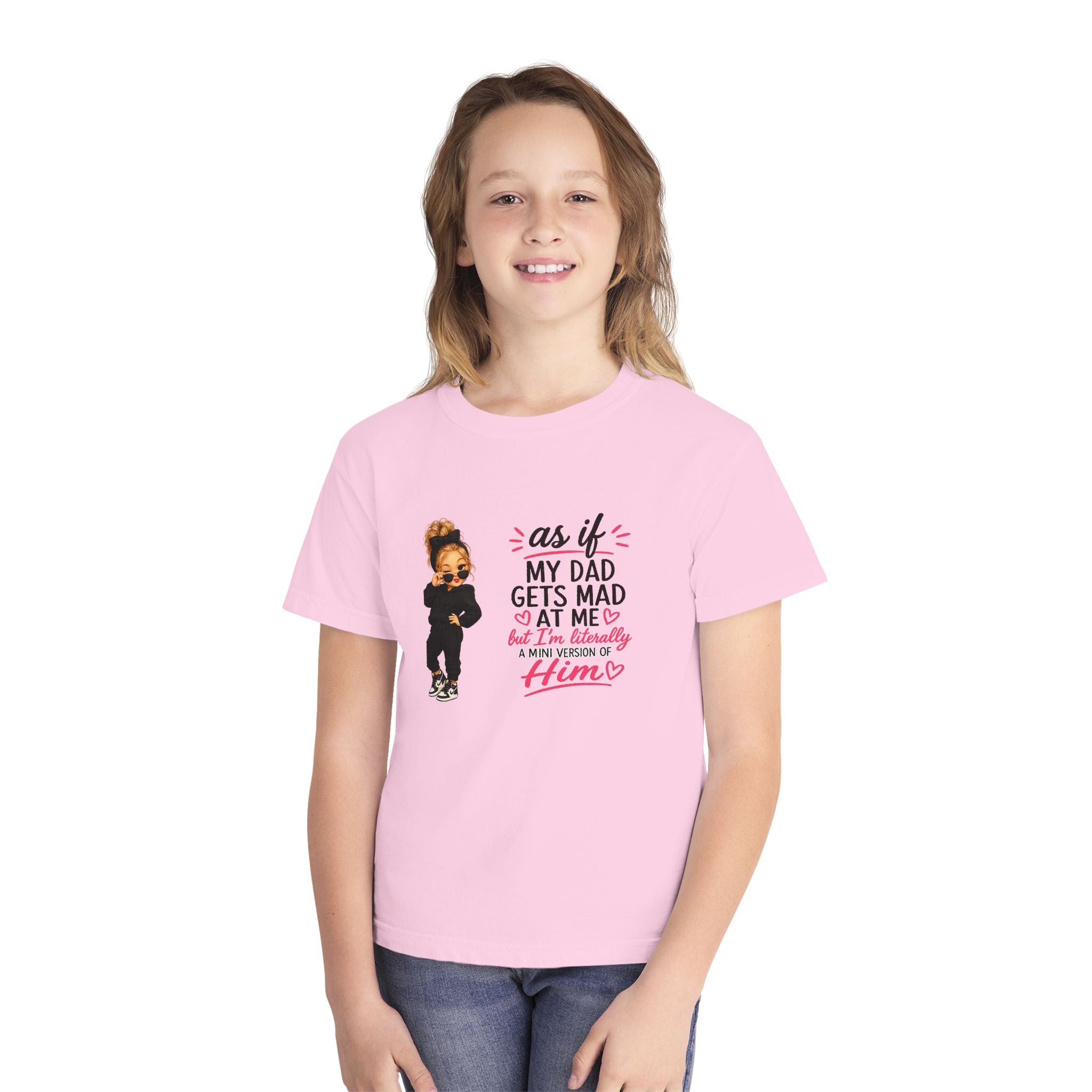 Youth Tee — "As If My Dad Gets Mad at Me" Cute Attitude Kids T‑Shirt