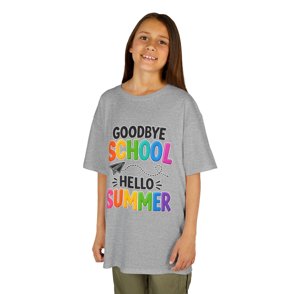 Kids Tee — "Goodbye School, Hello Summer" Colorful End-of-Year Shirt