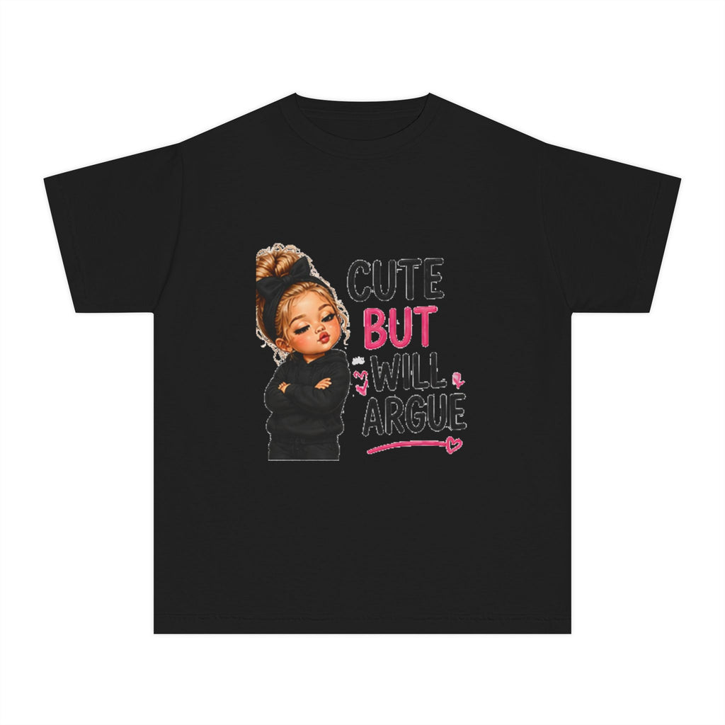 Youth Tee — "Cute But Will Argue" Graphic Kids Shirt