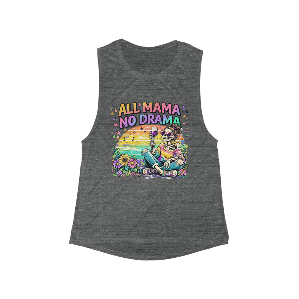 Mama No Drama Muscle Tank - Boho Retro Floral Mother's Day Tank Top