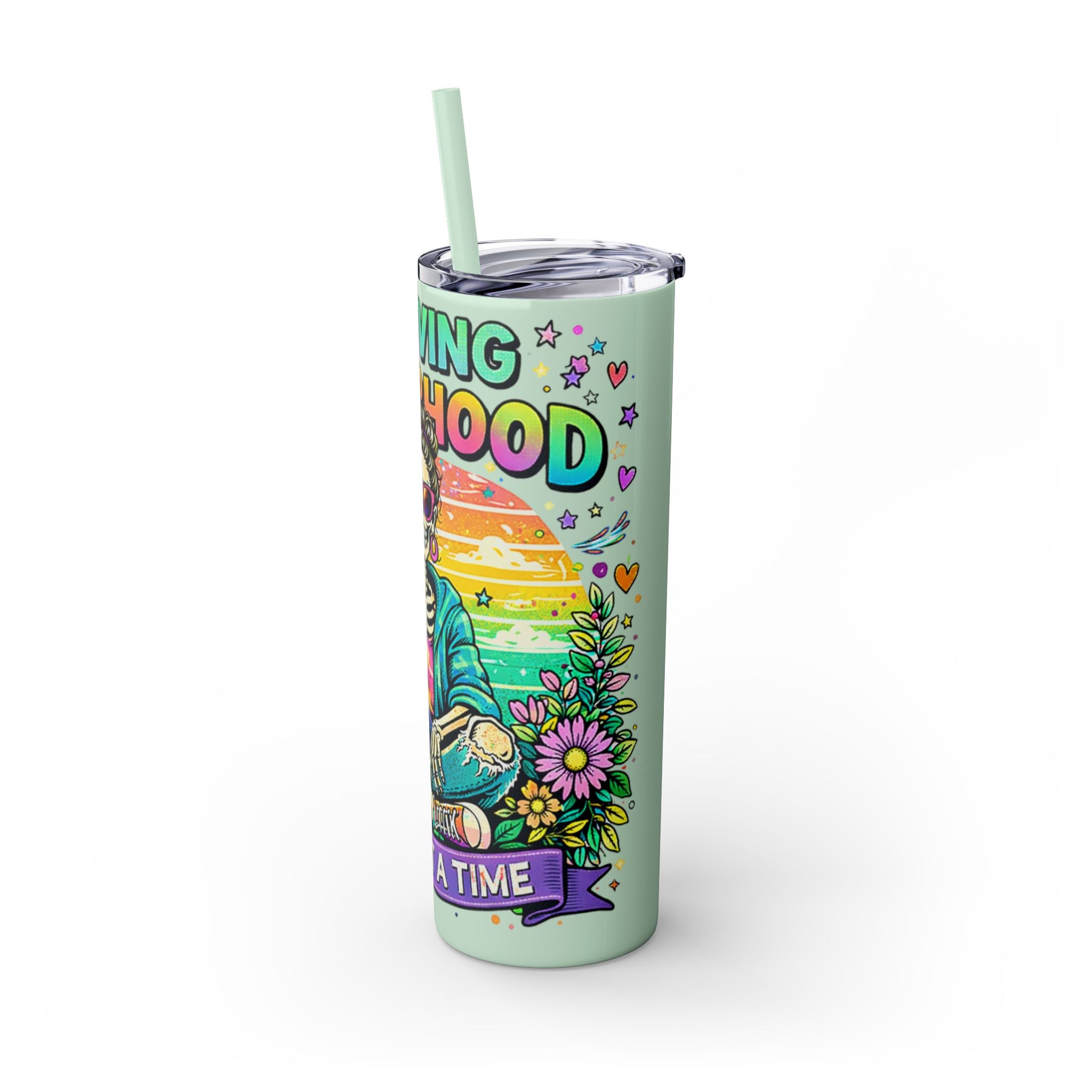 Skinny Tumbler - "Surviving Motherhood" 20oz Stainless Straw Cup