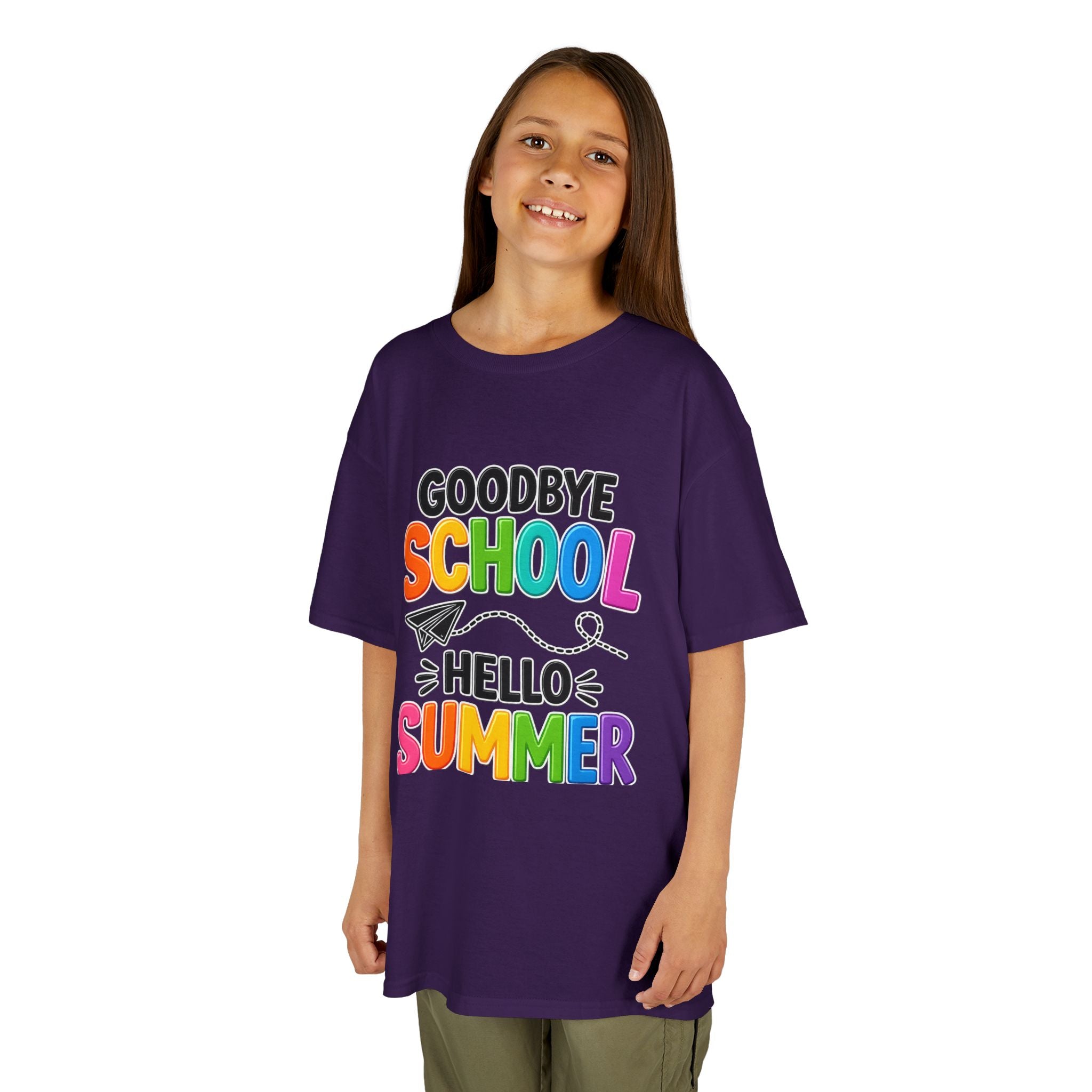Kids Tee — "Goodbye School, Hello Summer" Colorful End-of-Year Shirt