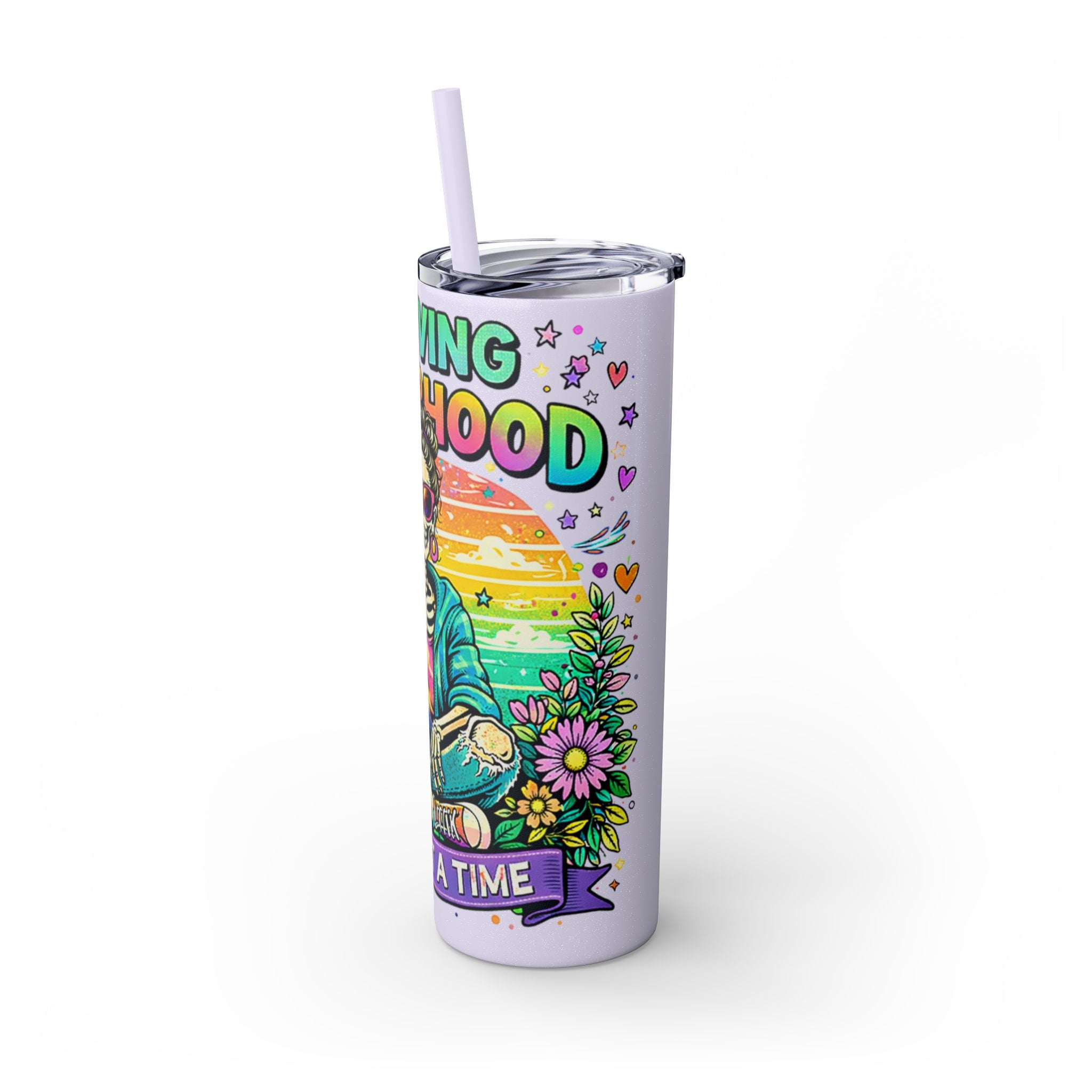 Skinny Tumbler - "Surviving Motherhood" 20oz Stainless Straw Cup