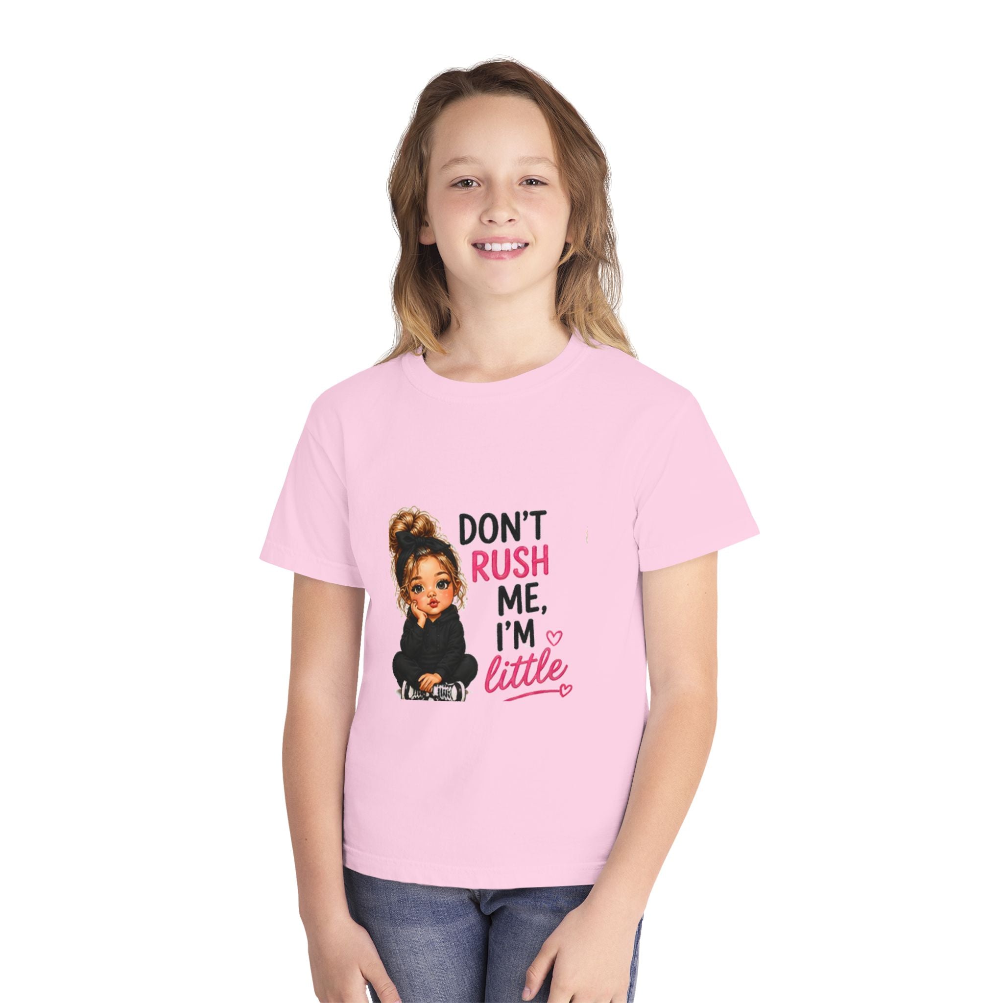Youth T‑Shirt - "Don't Rush Me, I'm Little" Cute Girl Graphic Tee