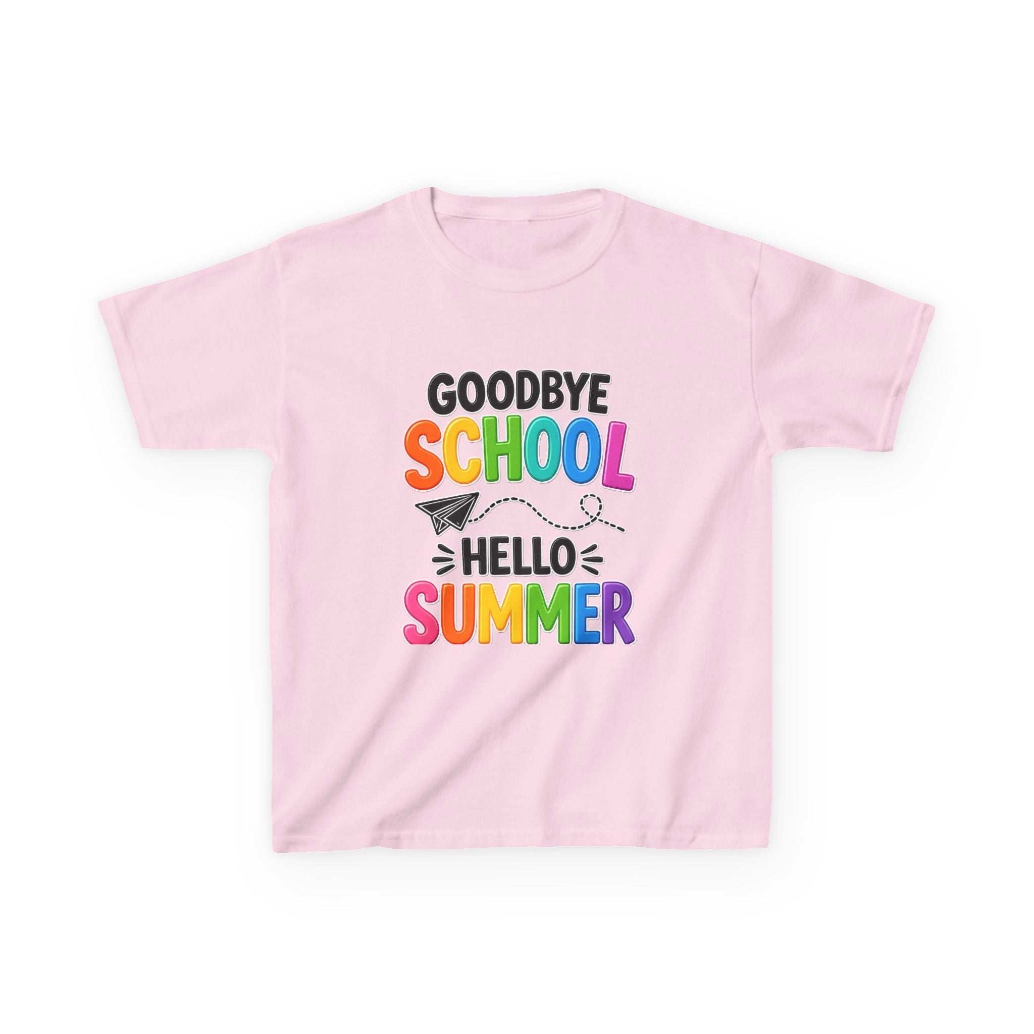 Kids Tee — "Goodbye School, Hello Summer" Colorful End-of-Year Shirt