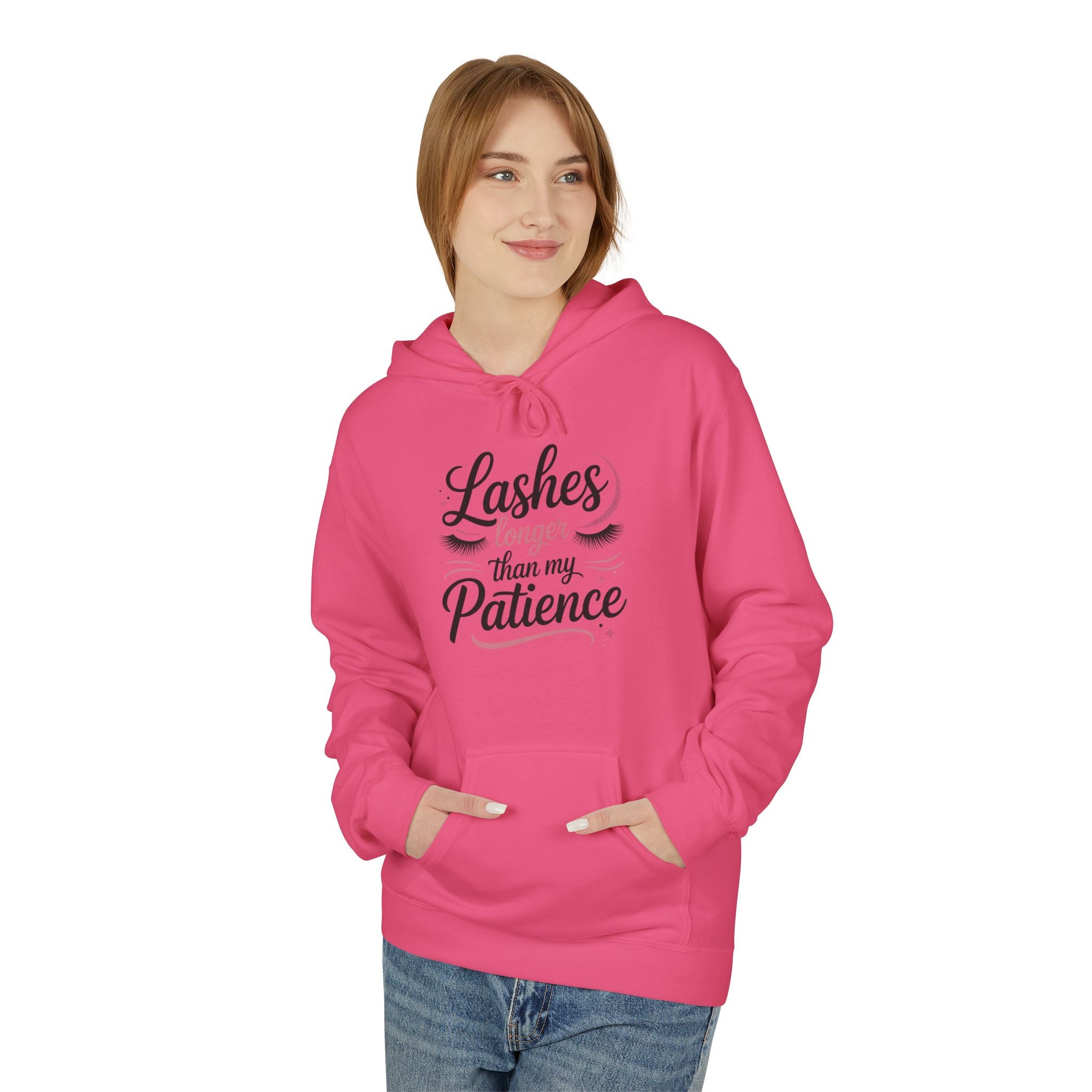 Hoodie — “Lashes to Live By: Patience” Beauty Quote Pullover