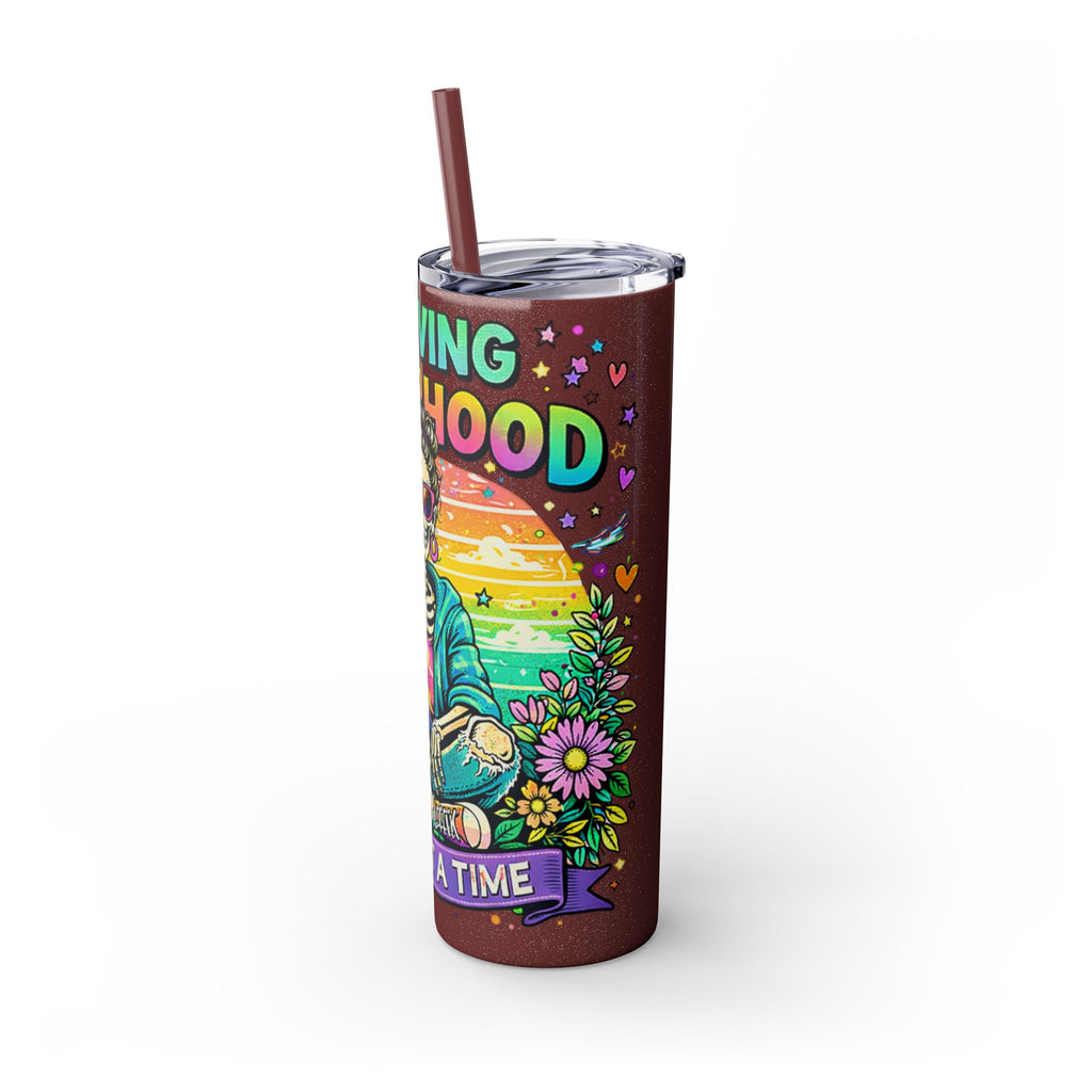 Skinny Tumbler - "Surviving Motherhood" 20oz Stainless Straw Cup