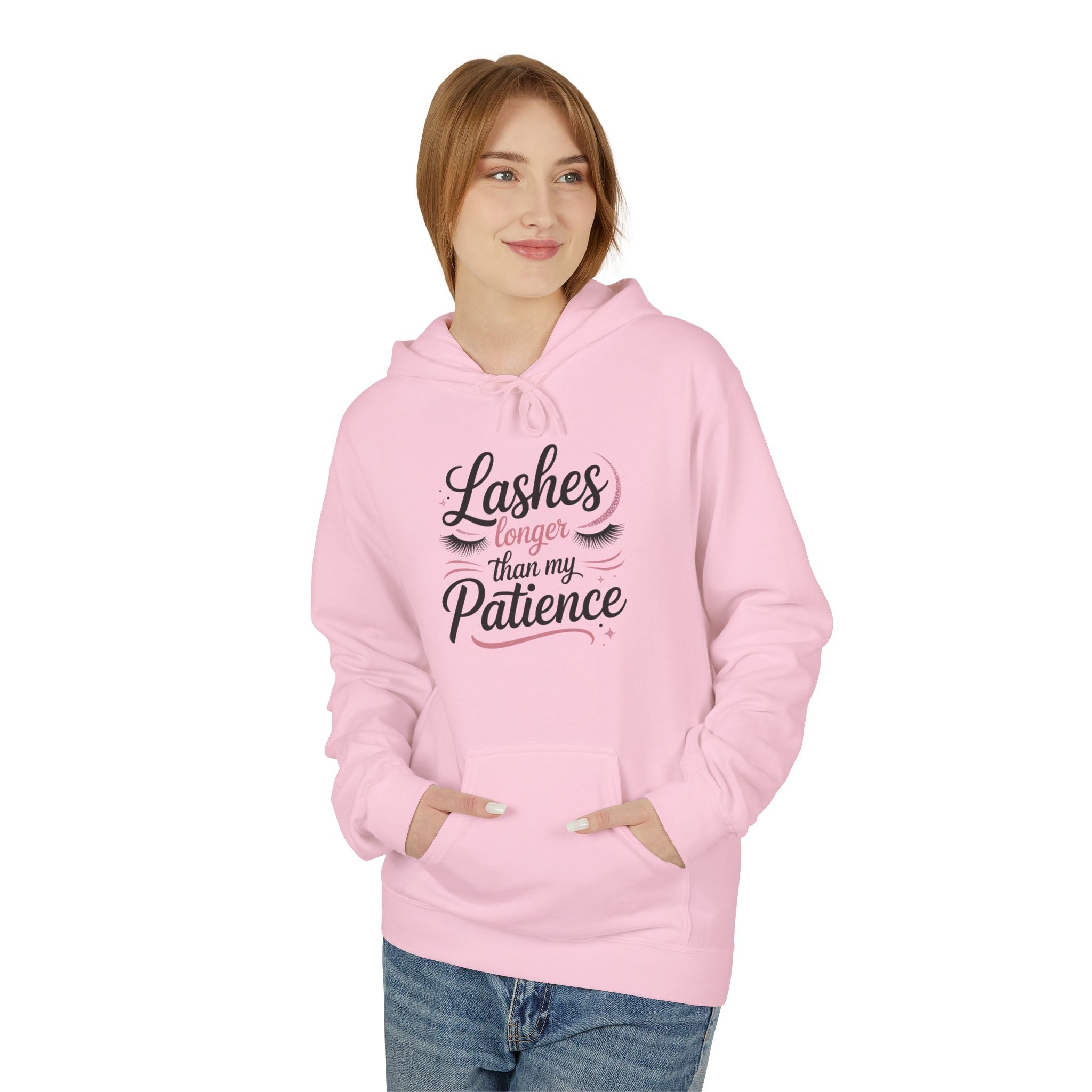 Hoodie — “Lashes to Live By: Patience” Beauty Quote Pullover