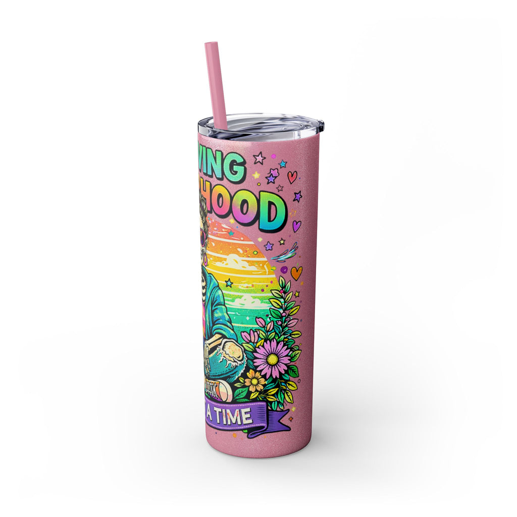 Skinny Tumbler - "Surviving Motherhood" 20oz Stainless Straw Cup