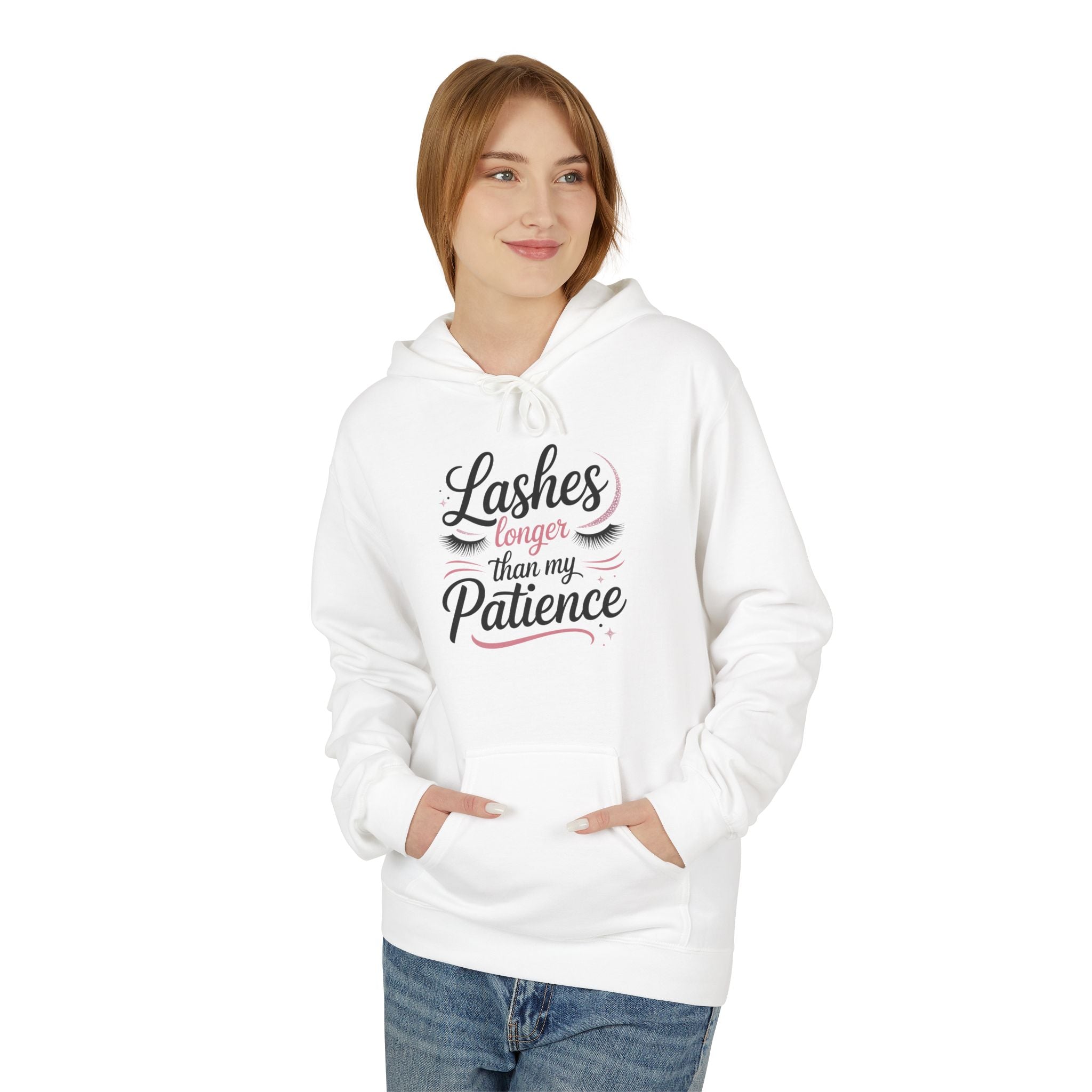 Hoodie — “Lashes to Live By: Patience” Beauty Quote Pullover