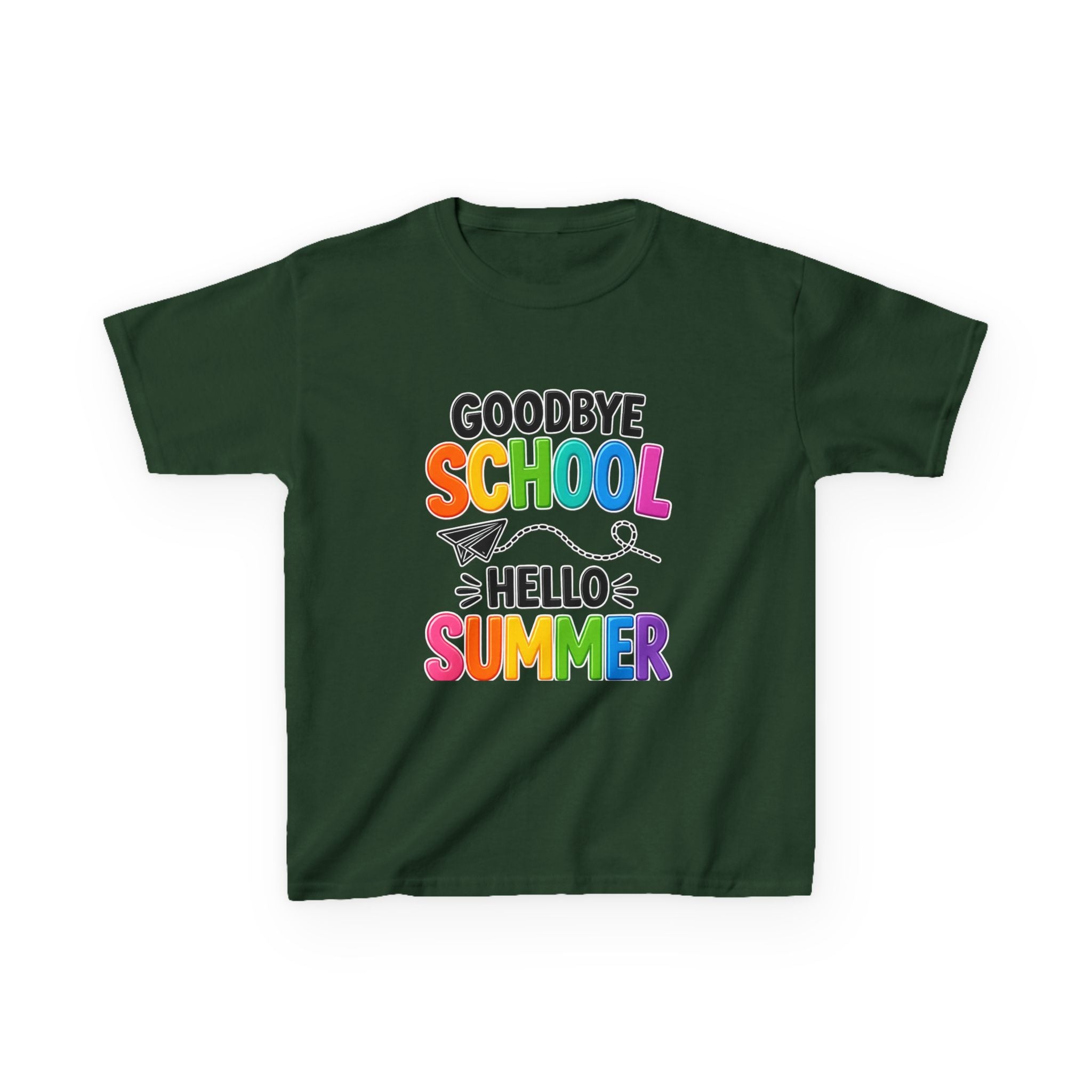 Kids Tee — "Goodbye School, Hello Summer" Colorful End-of-Year Shirt