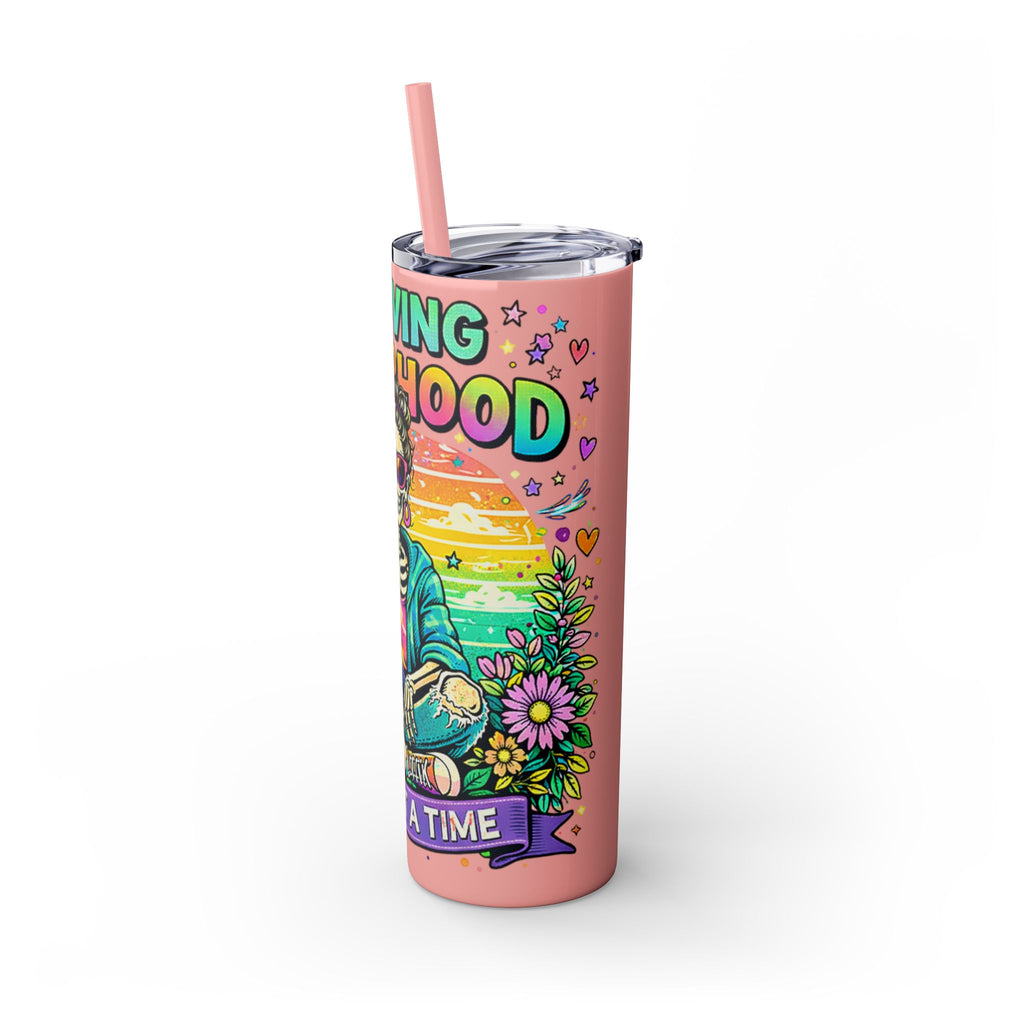 Skinny Tumbler - "Surviving Motherhood" 20oz Stainless Straw Cup