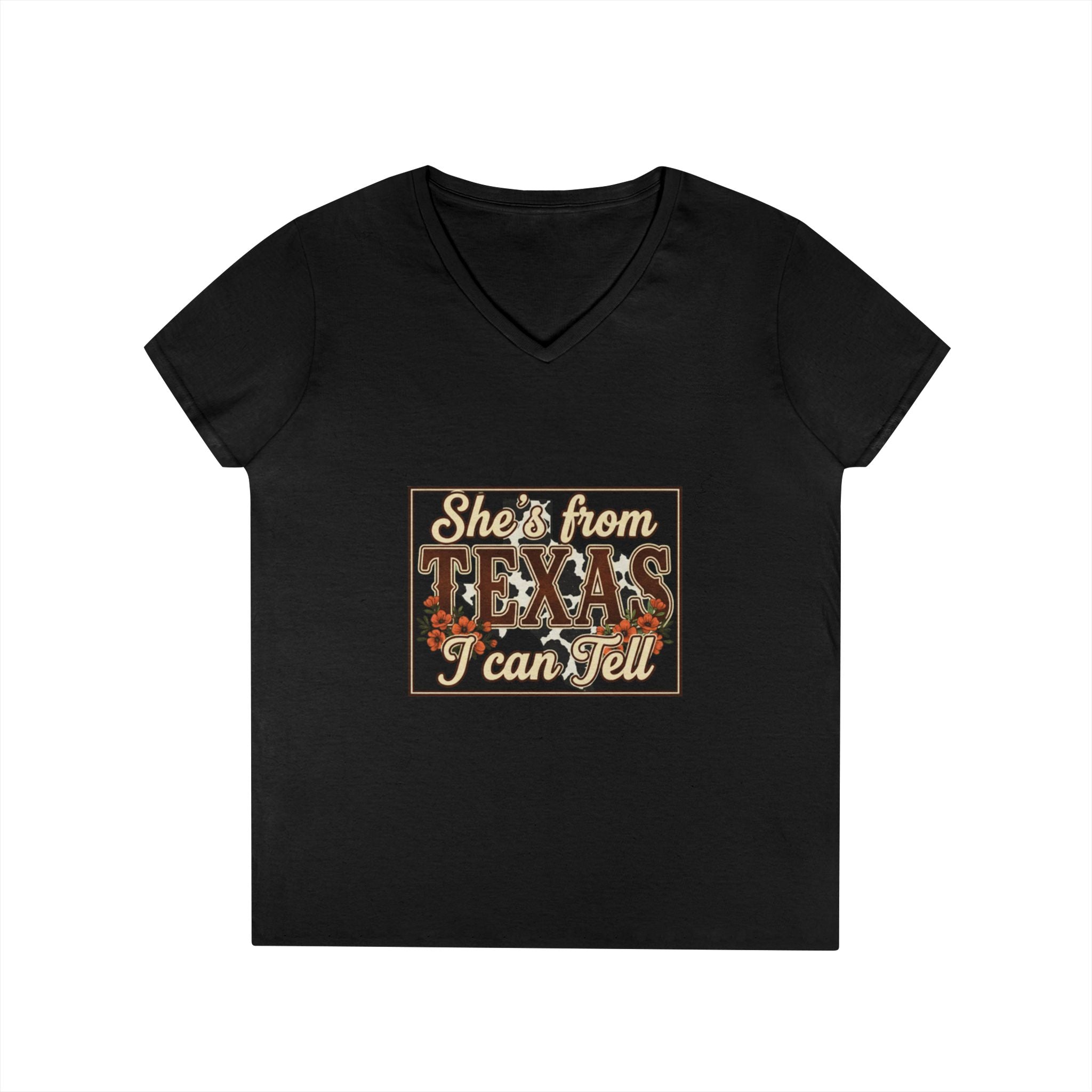She's From Texas I Can Tell V-Neck Tee — Women's Texas Pride T-Shirt