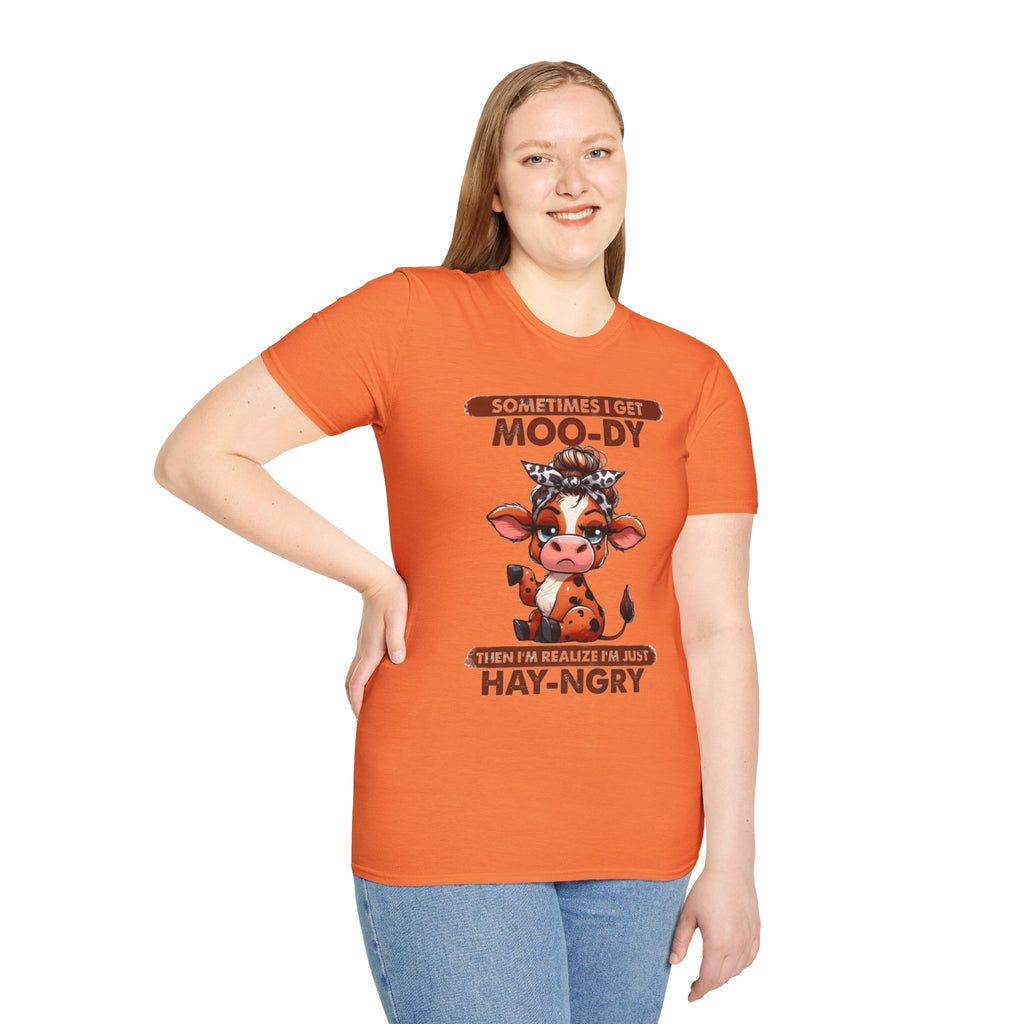 Hay-Ngry Cow T-Shirt — Cute "Sometimes I Get Moo-dy" Graphic Tee