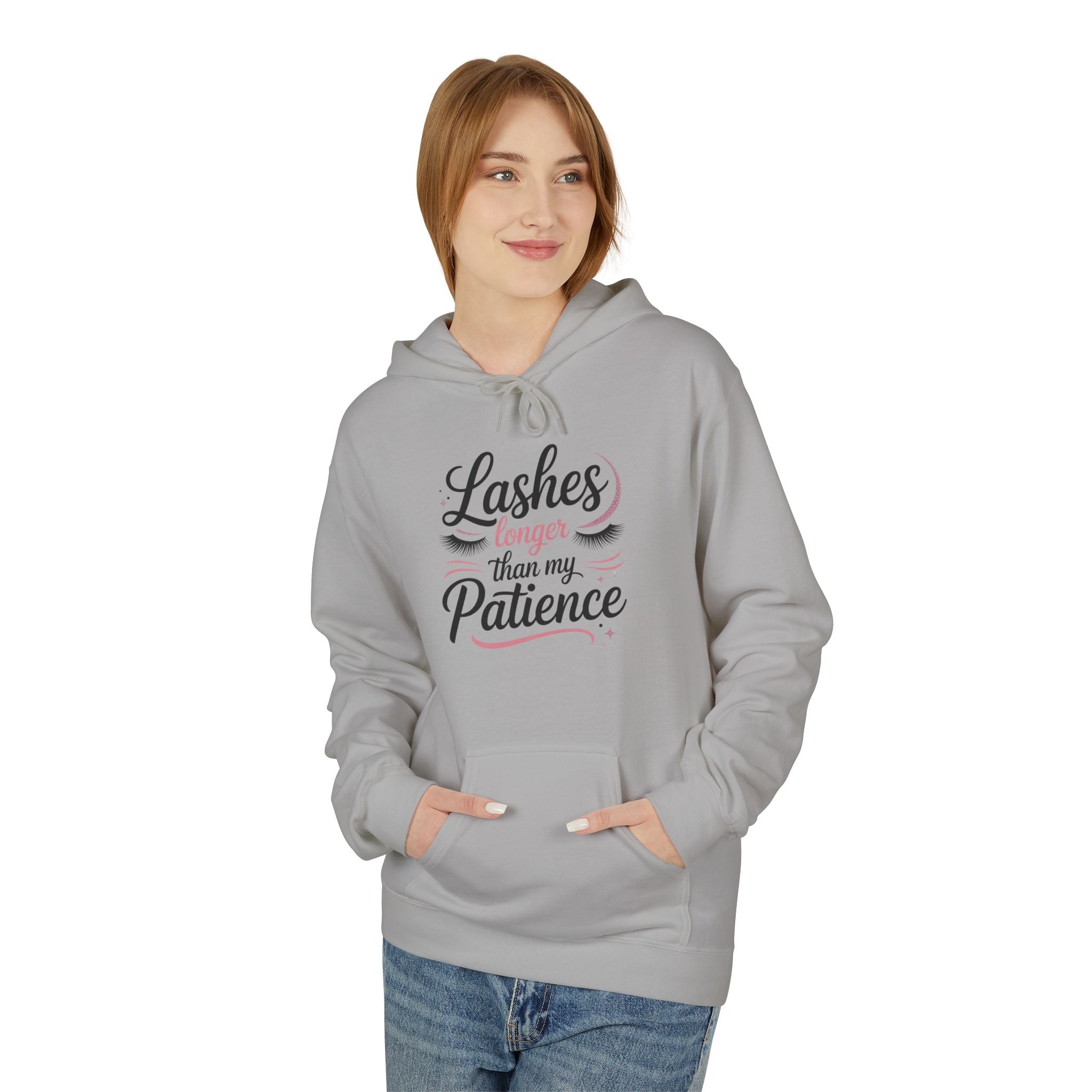 Hoodie — “Lashes to Live By: Patience” Beauty Quote Pullover