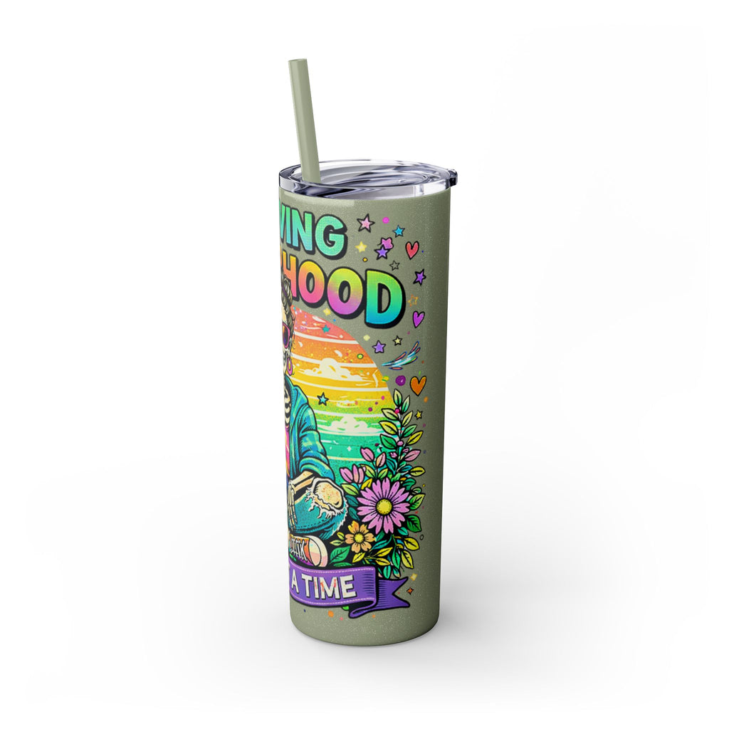 Skinny Tumbler - "Surviving Motherhood" 20oz Stainless Straw Cup