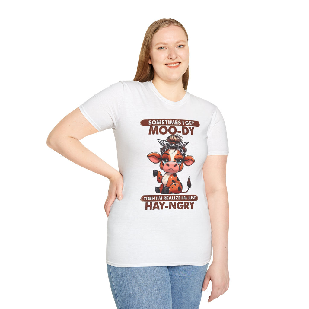 Hay-Ngry Cow T-Shirt — Cute "Sometimes I Get Moo-dy" Graphic Tee
