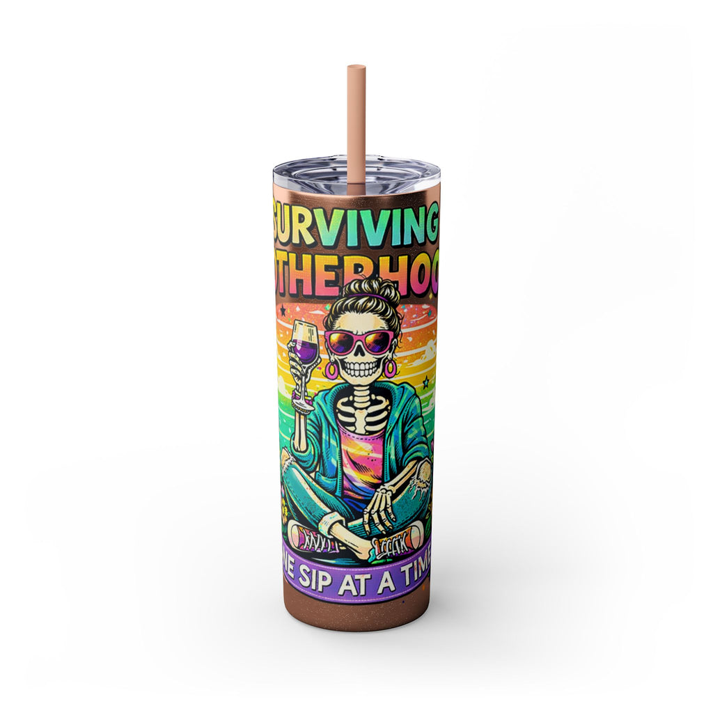 Skinny Tumbler - "Surviving Motherhood" 20oz Stainless Straw Cup