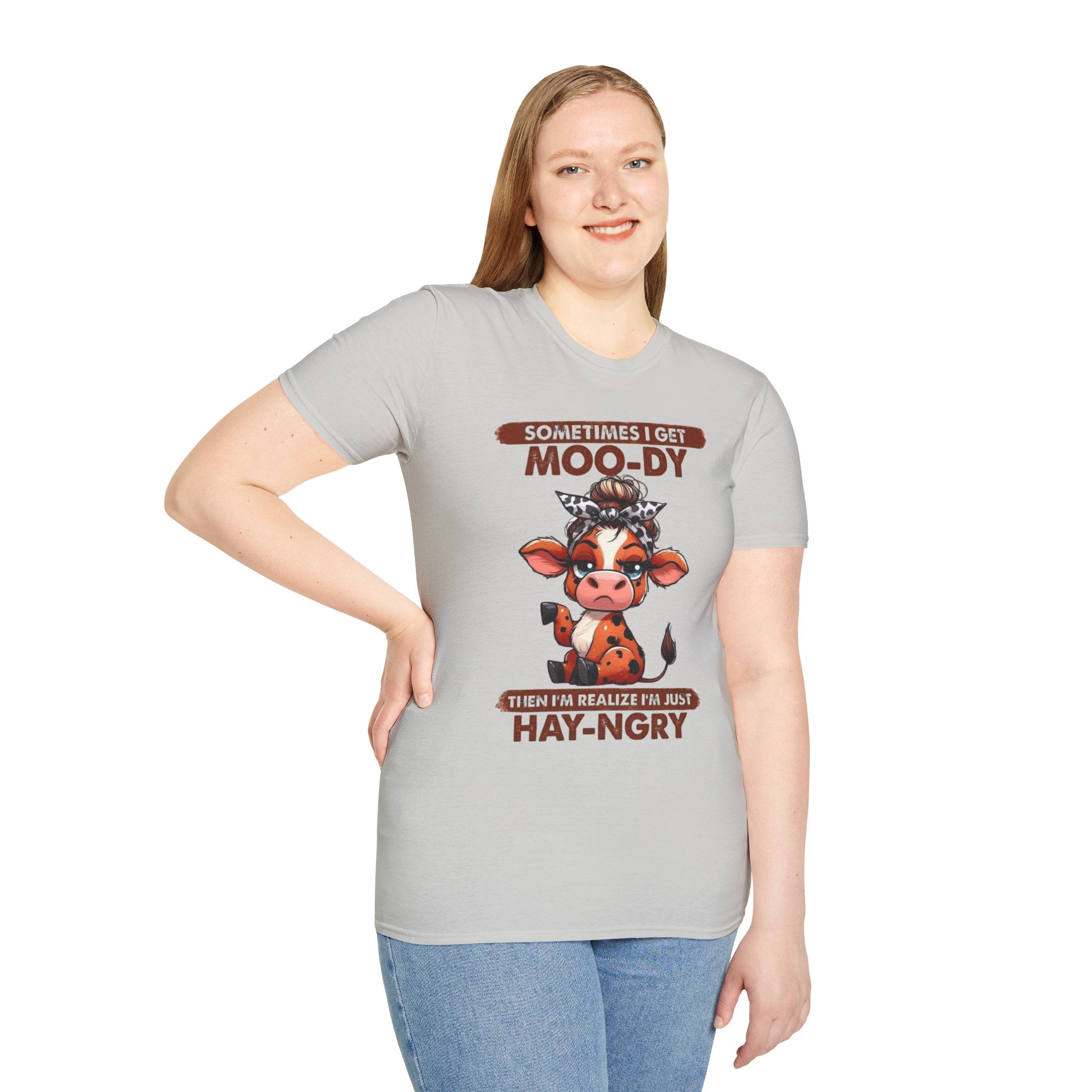 Hay-Ngry Cow T-Shirt — Cute "Sometimes I Get Moo-dy" Graphic Tee