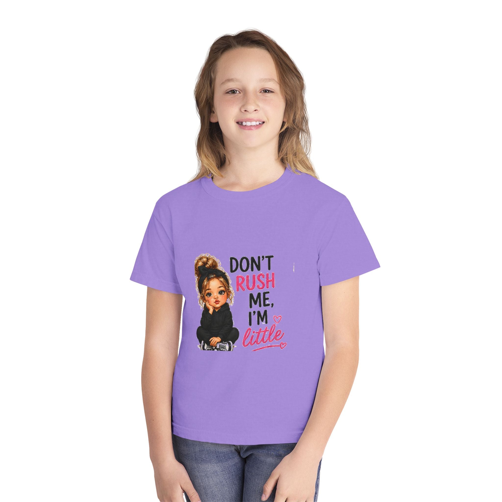 Youth T‑Shirt - "Don't Rush Me, I'm Little" Cute Girl Graphic Tee