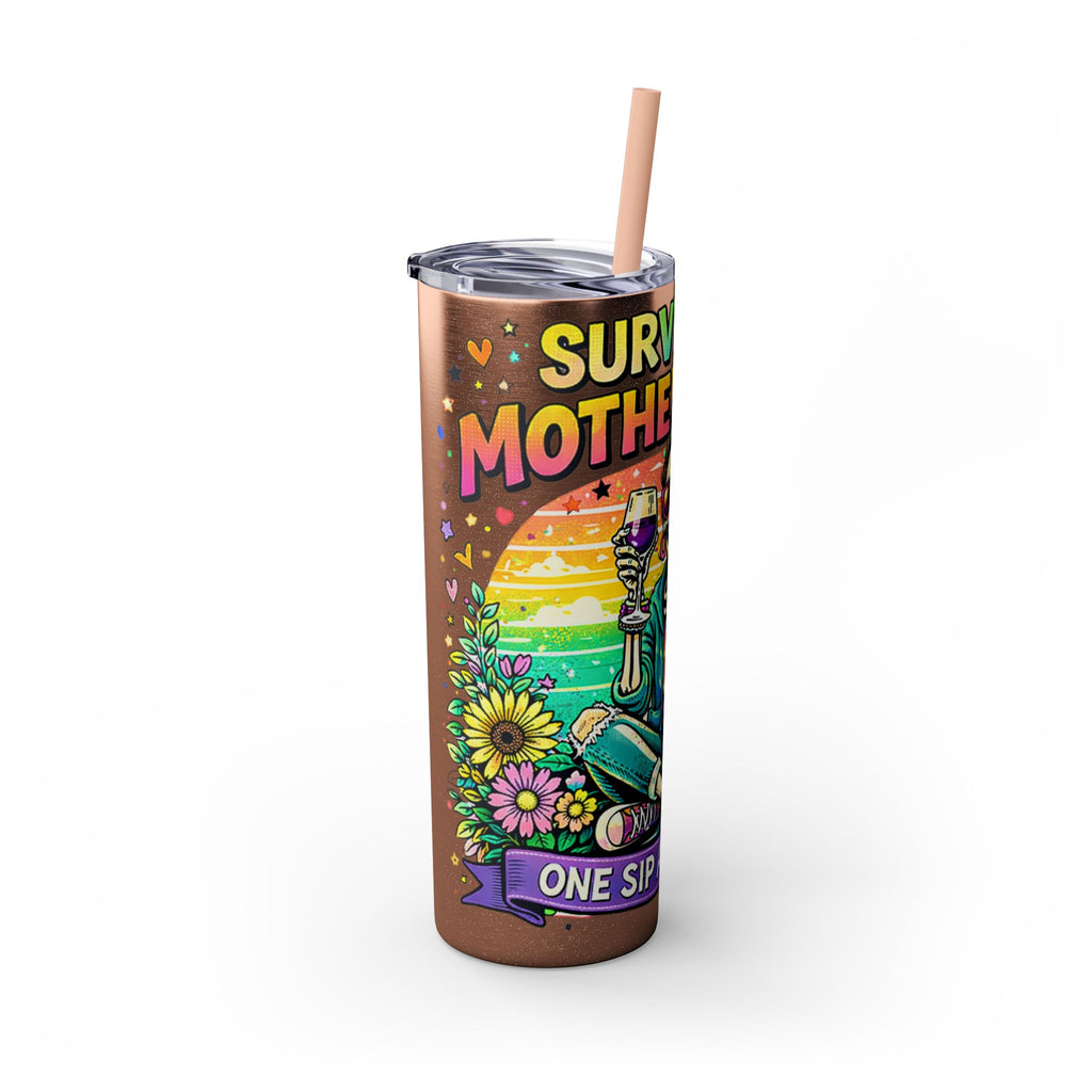 Skinny Tumbler - "Surviving Motherhood" 20oz Stainless Straw Cup