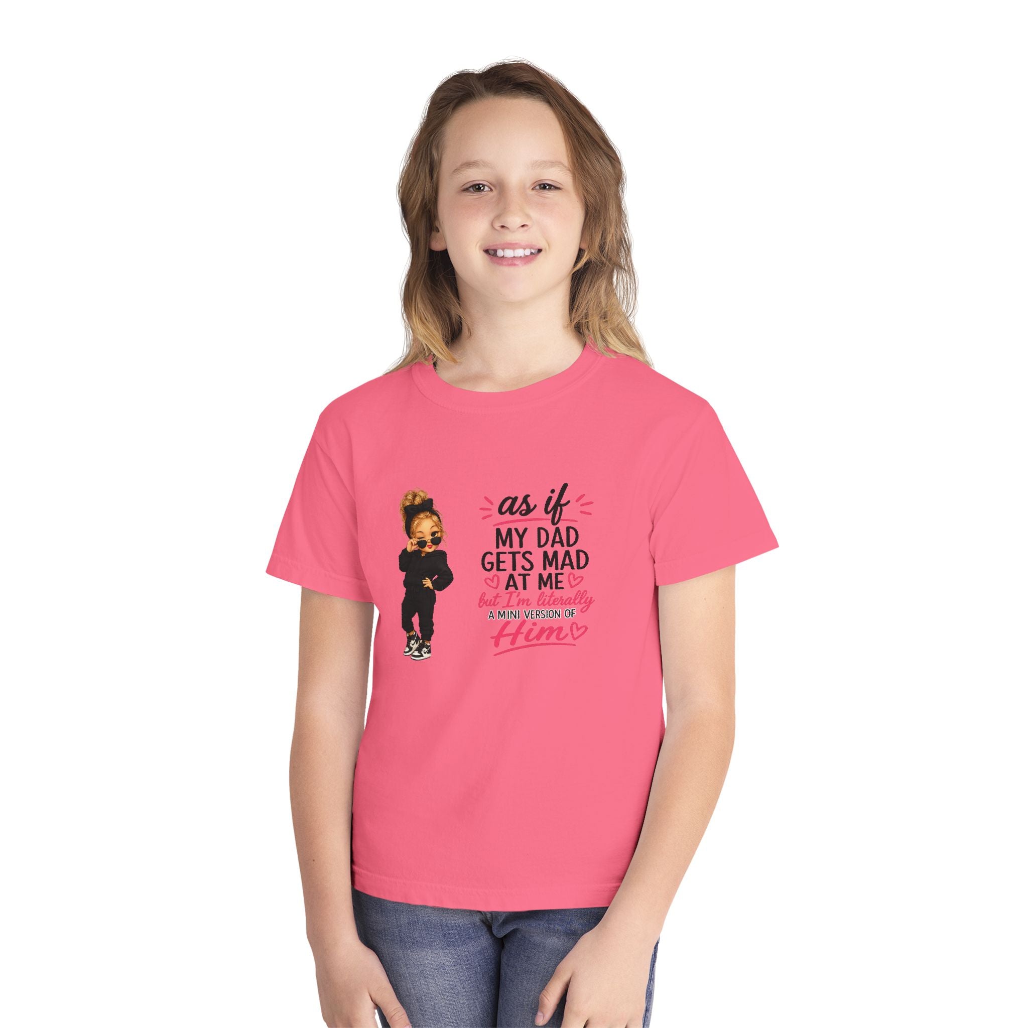 Youth Tee — "As If My Dad Gets Mad at Me" Cute Attitude Kids T‑Shirt