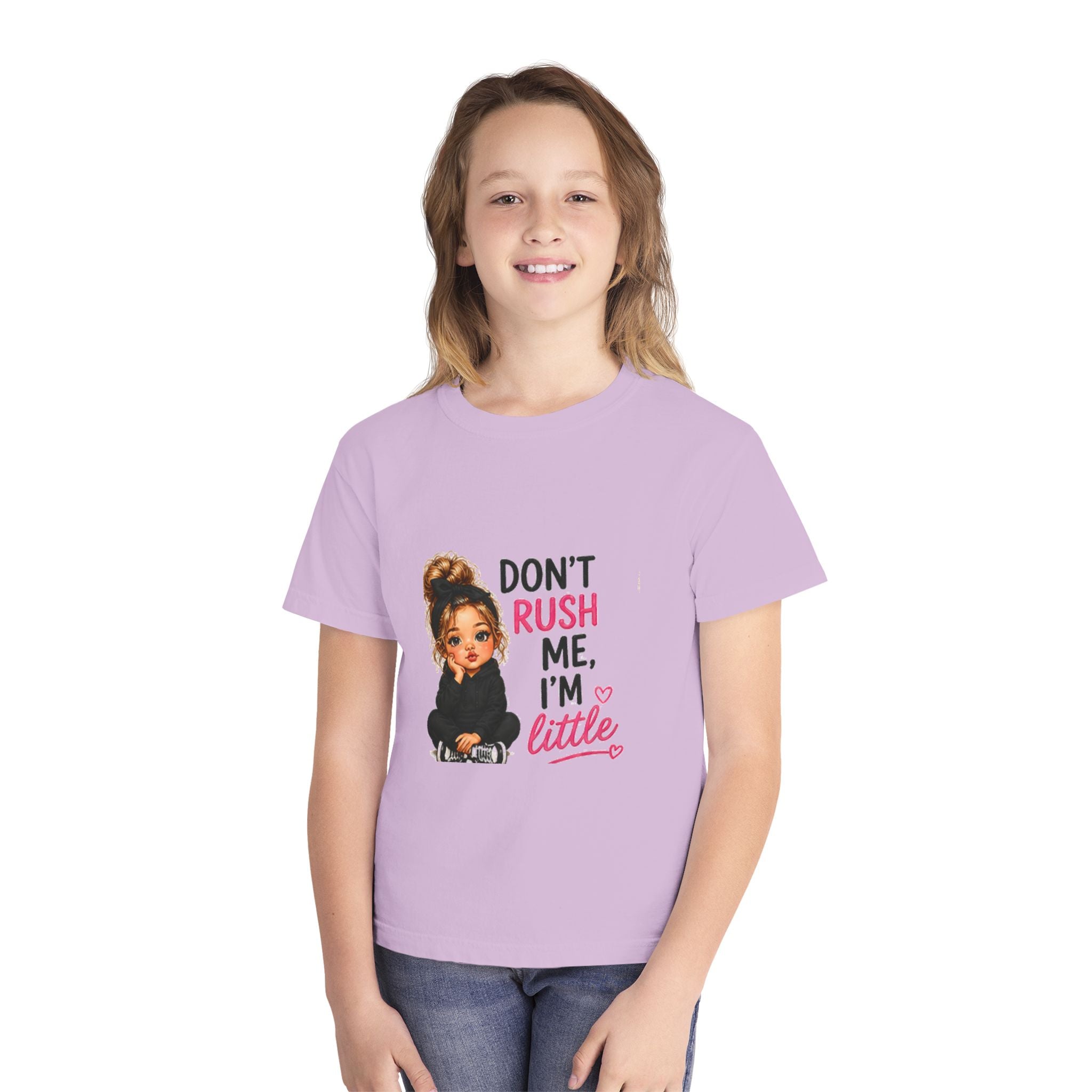 Youth T‑Shirt - "Don't Rush Me, I'm Little" Cute Girl Graphic Tee