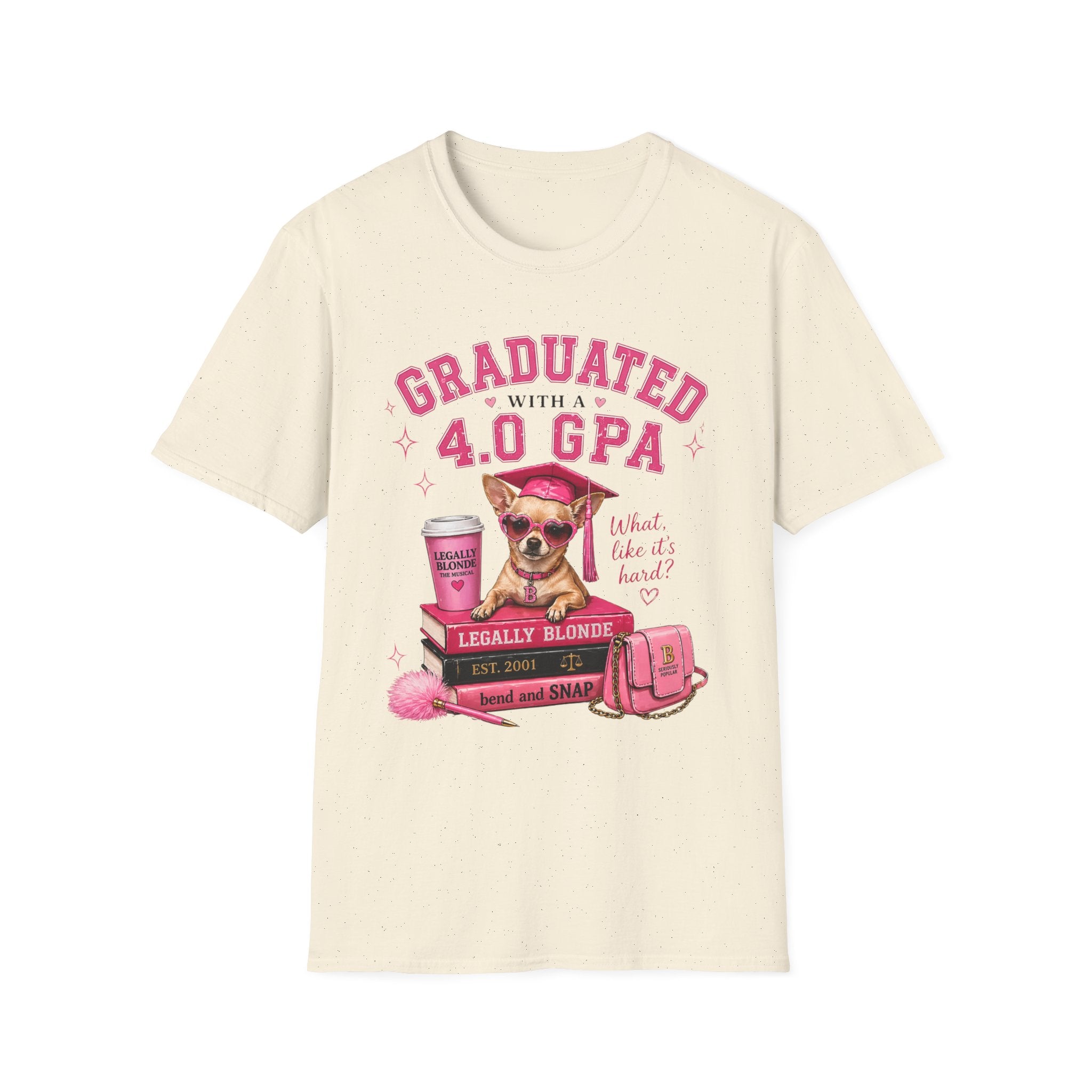 Graduation 4.0 GPA T‑Shirt — 'Graduated with a 4.0 GPA' Pink Cute Dog Design