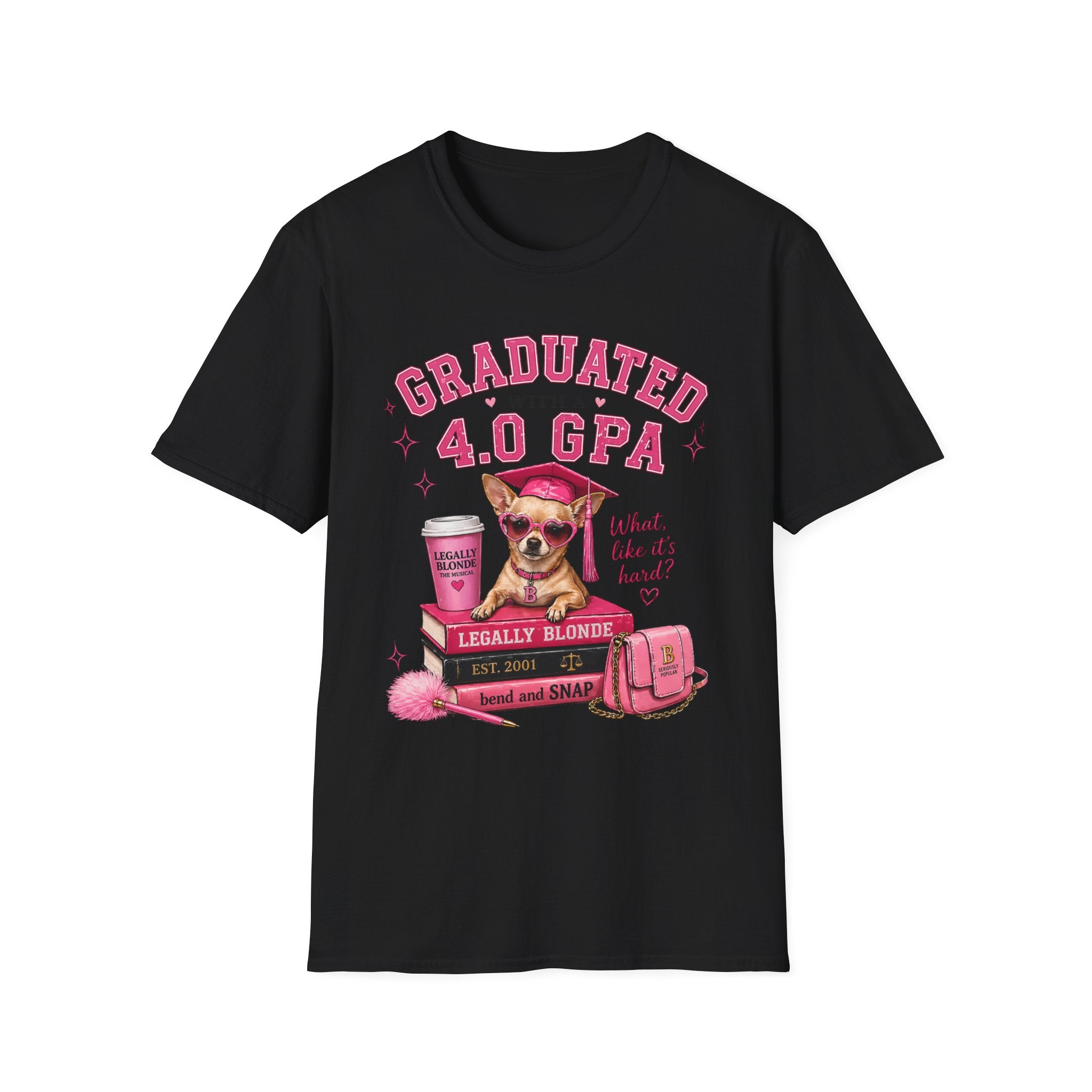 Graduation 4.0 GPA T‑Shirt — 'Graduated with a 4.0 GPA' Pink Cute Dog Design