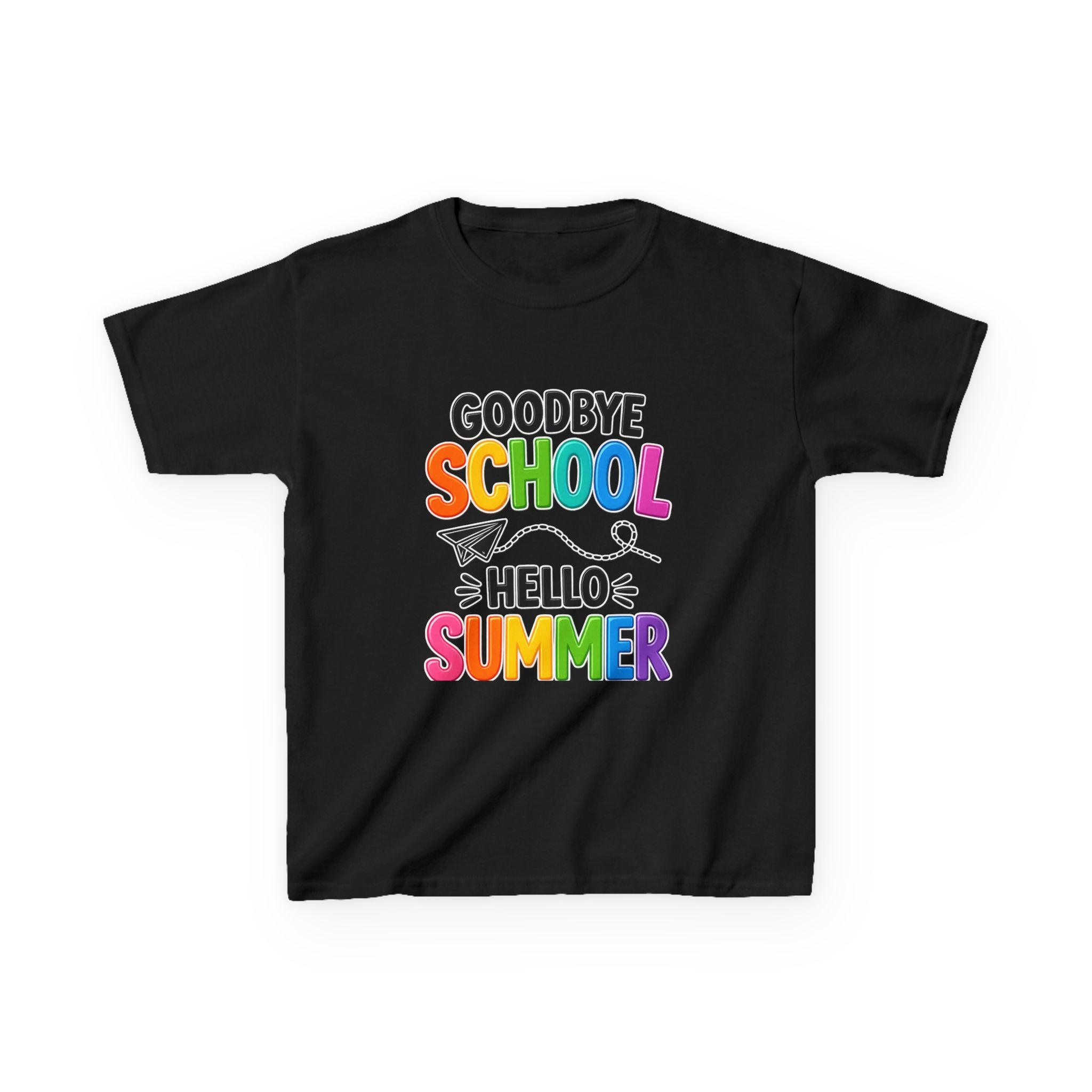 Kids Tee — "Goodbye School, Hello Summer" Colorful End-of-Year Shirt