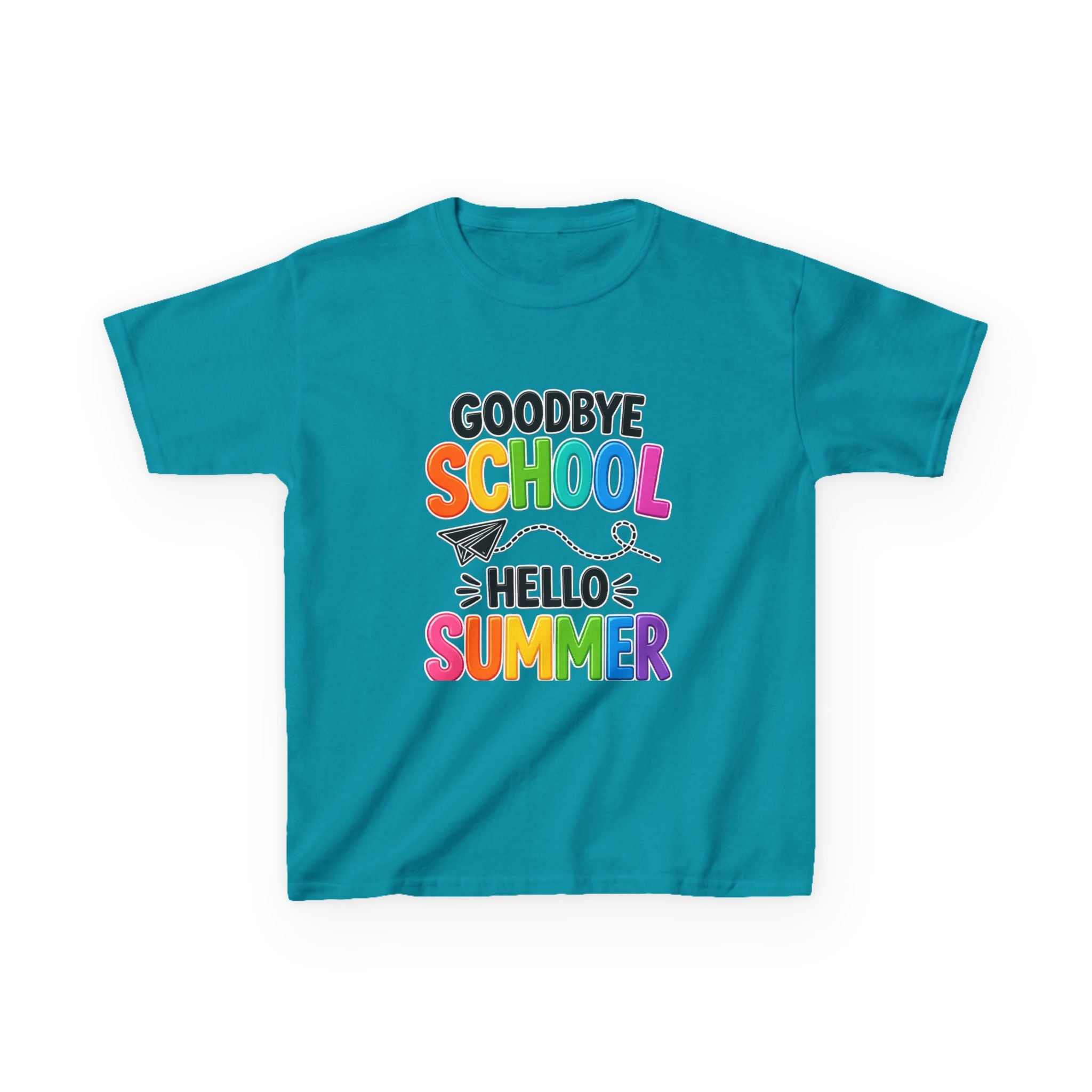 Kids Tee — "Goodbye School, Hello Summer" Colorful End-of-Year Shirt