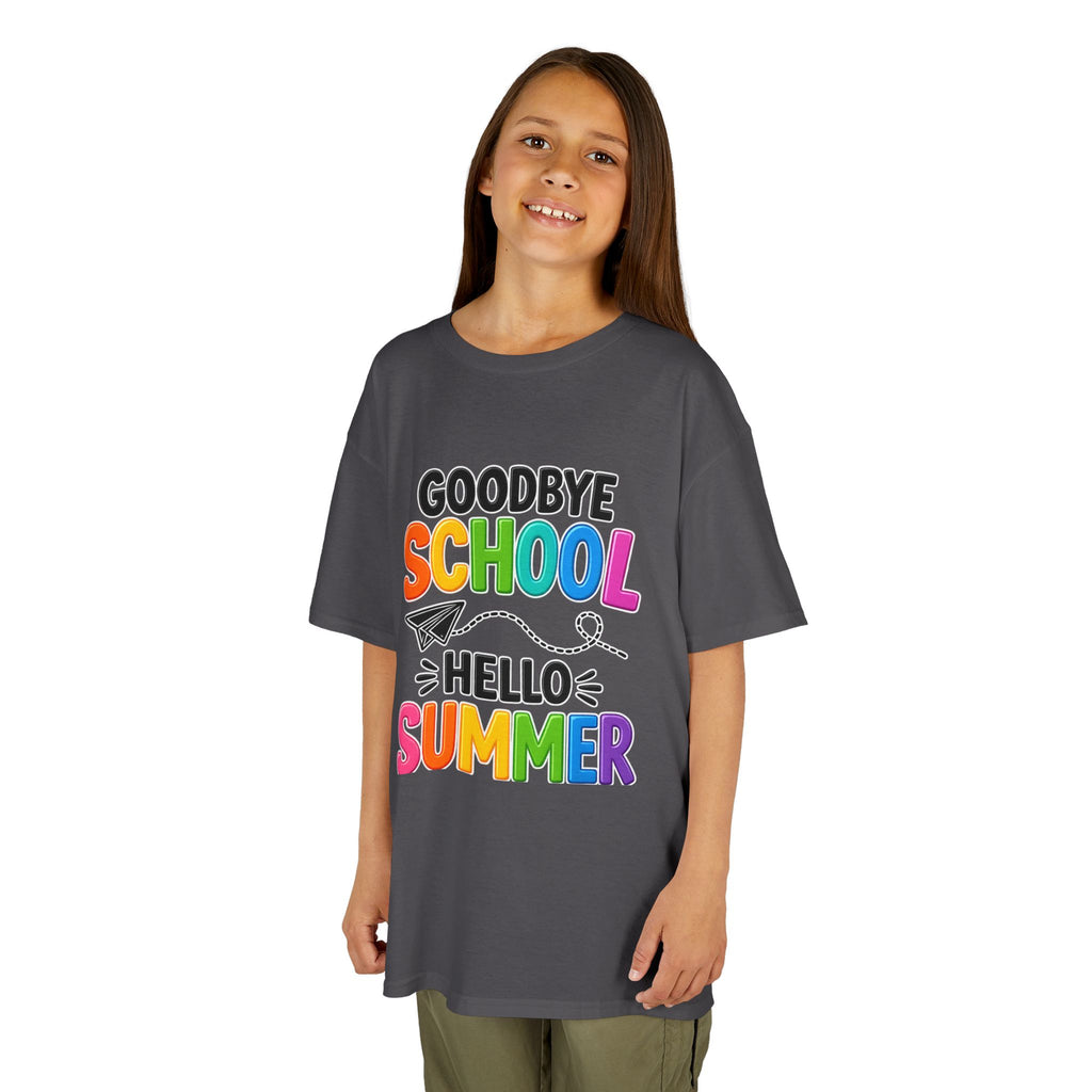 Kids Tee — "Goodbye School, Hello Summer" Colorful End-of-Year Shirt