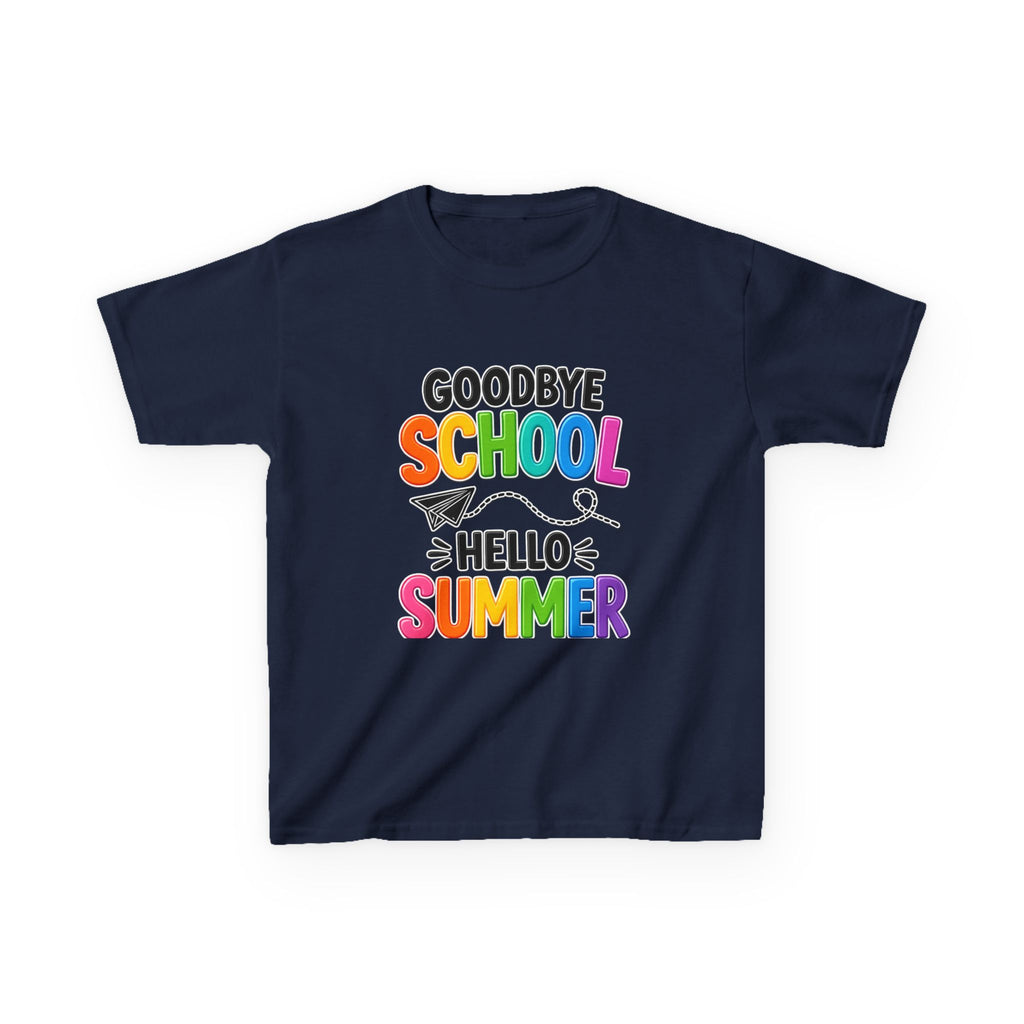 Kids Tee — "Goodbye School, Hello Summer" Colorful End-of-Year Shirt