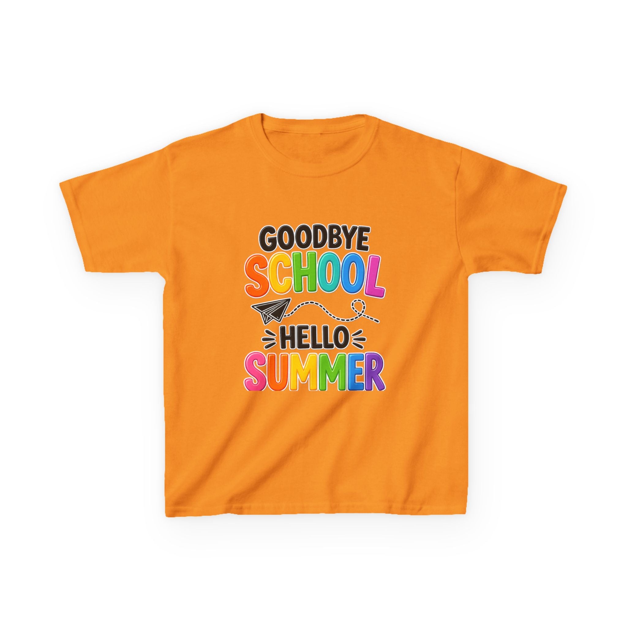 Kids Tee — "Goodbye School, Hello Summer" Colorful End-of-Year Shirt