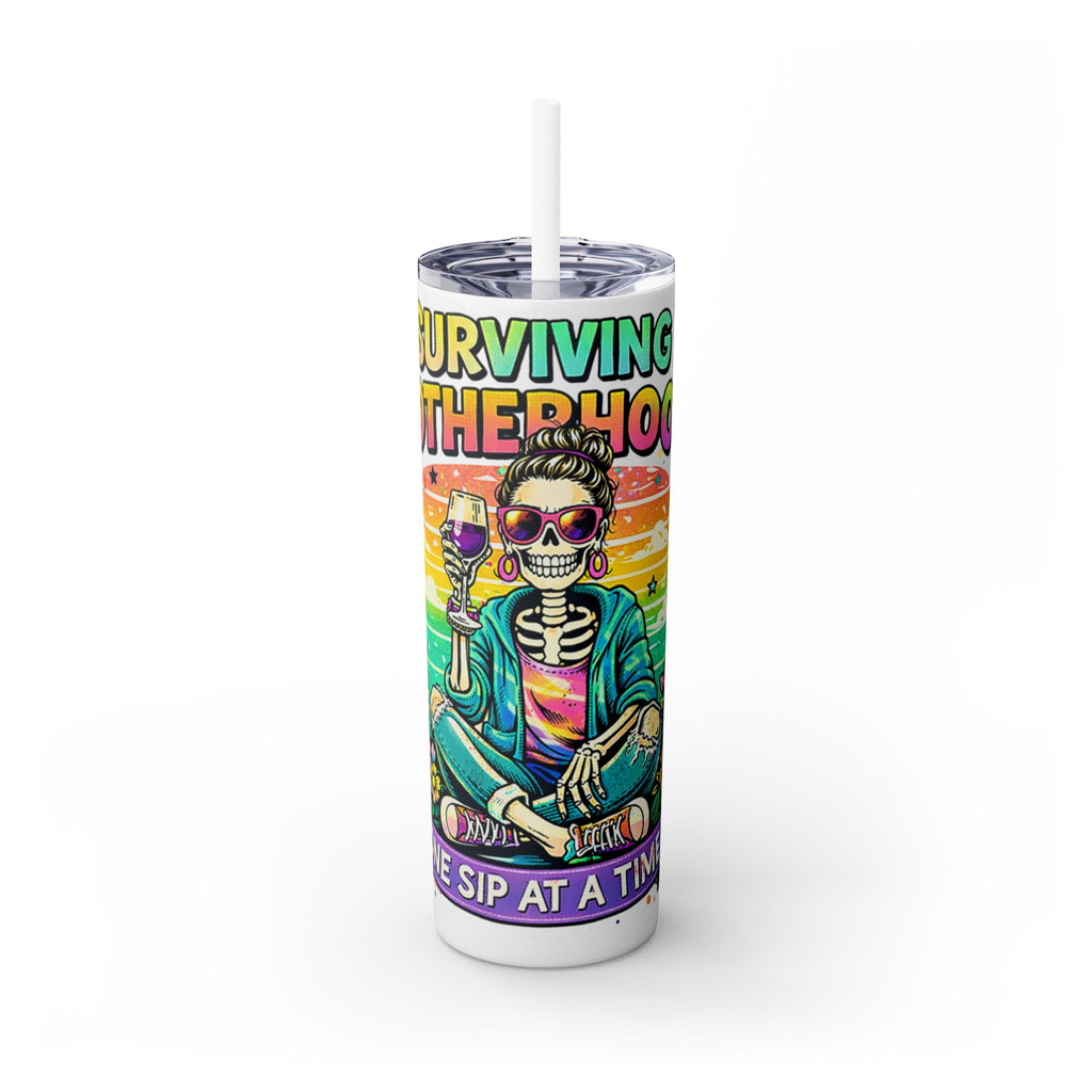 Skinny Tumbler - "Surviving Motherhood" 20oz Stainless Straw Cup